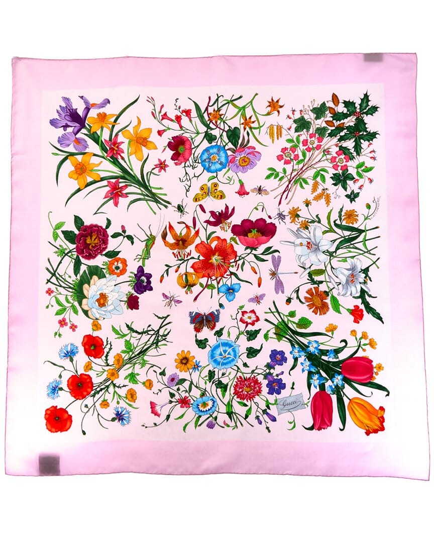 Gucci Printed Flora Silk Twill Carre
