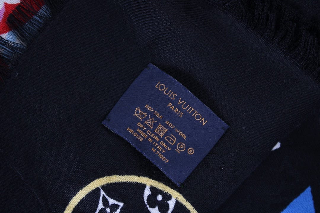 Louis Vuitton Monogram Stories Shawl Scarf Black