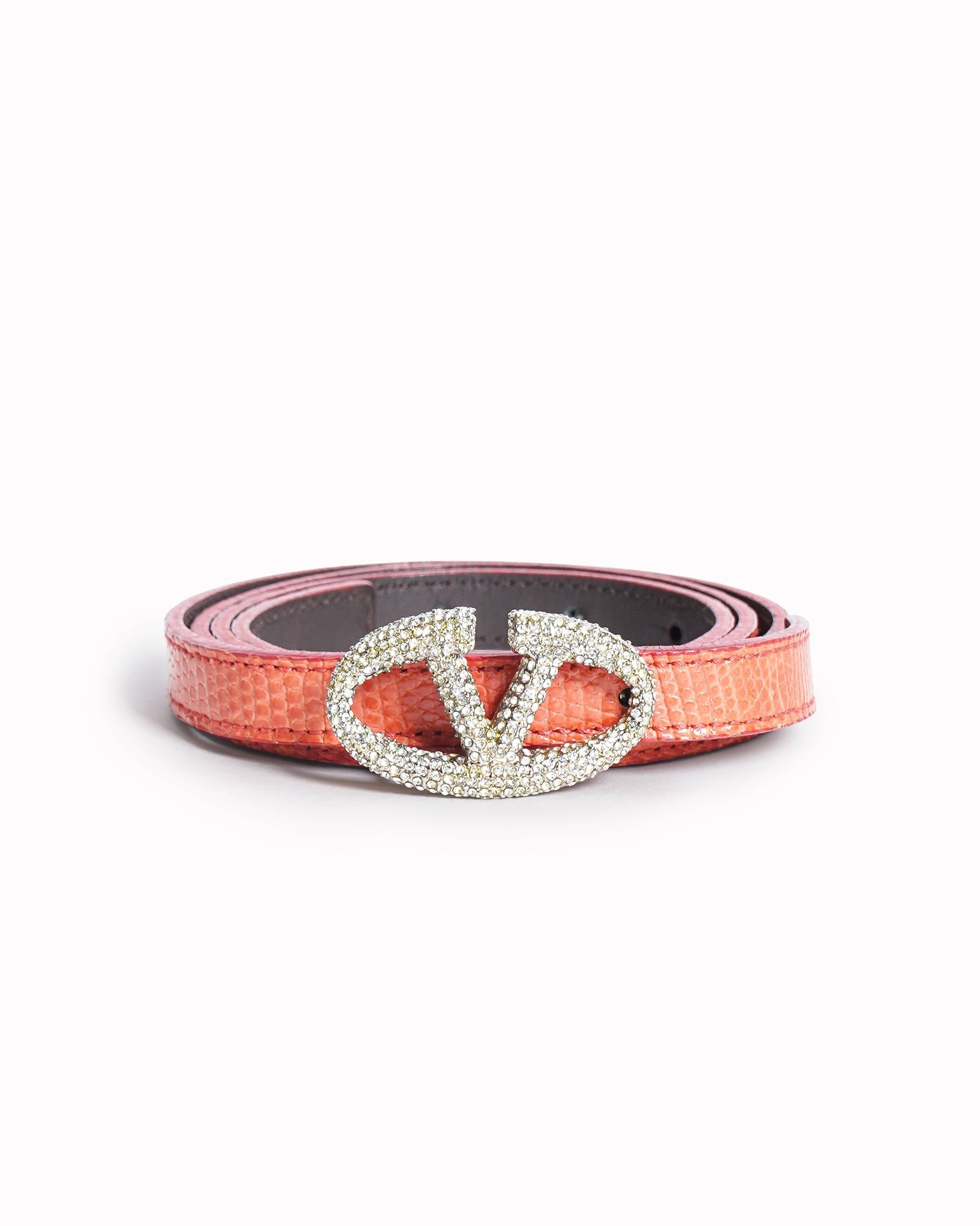 Valentino Garavani VLogo Crystal - Embellished Skinny Belt