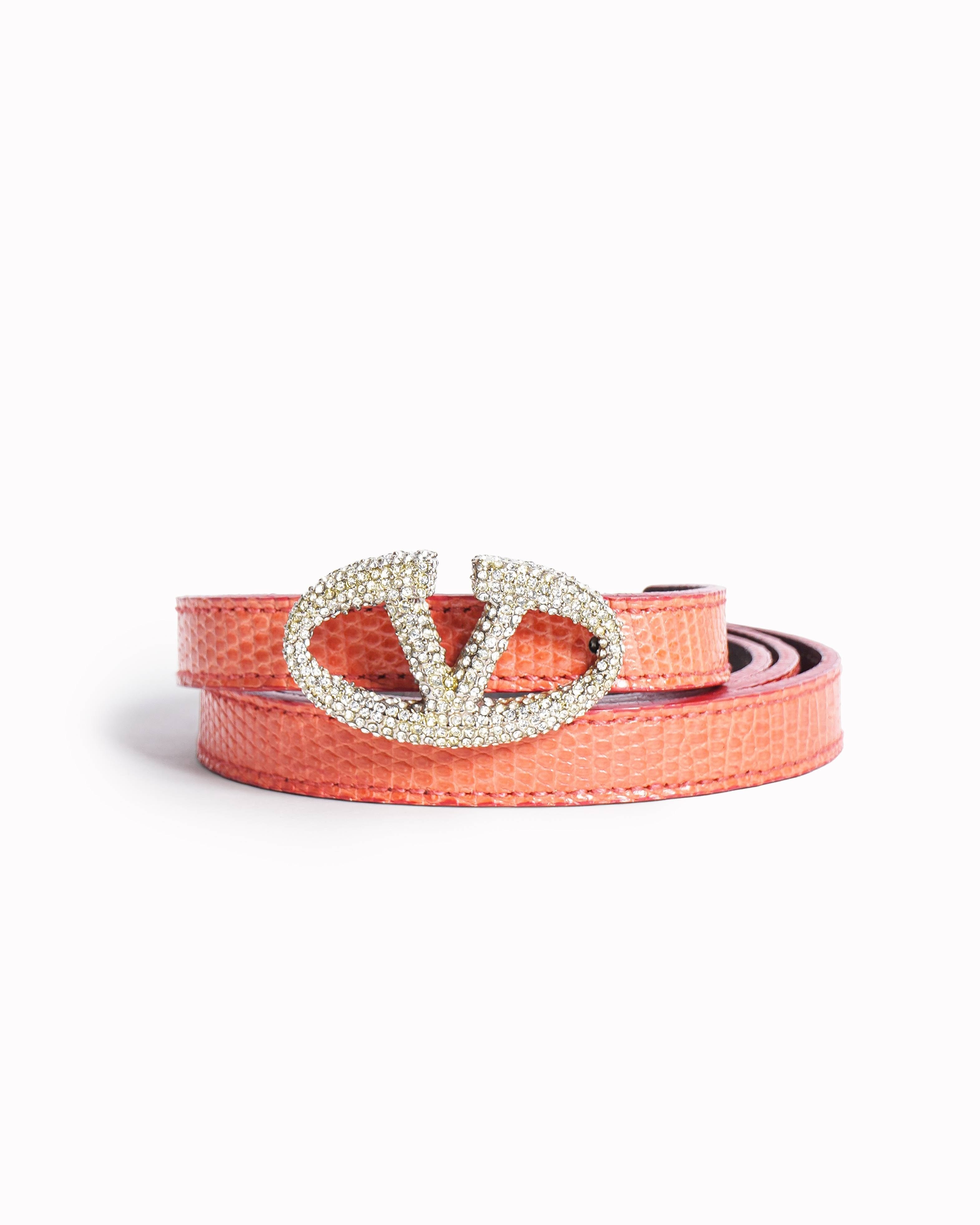 Valentino Garavani VLogo Crystal - Embellished Skinny Belt