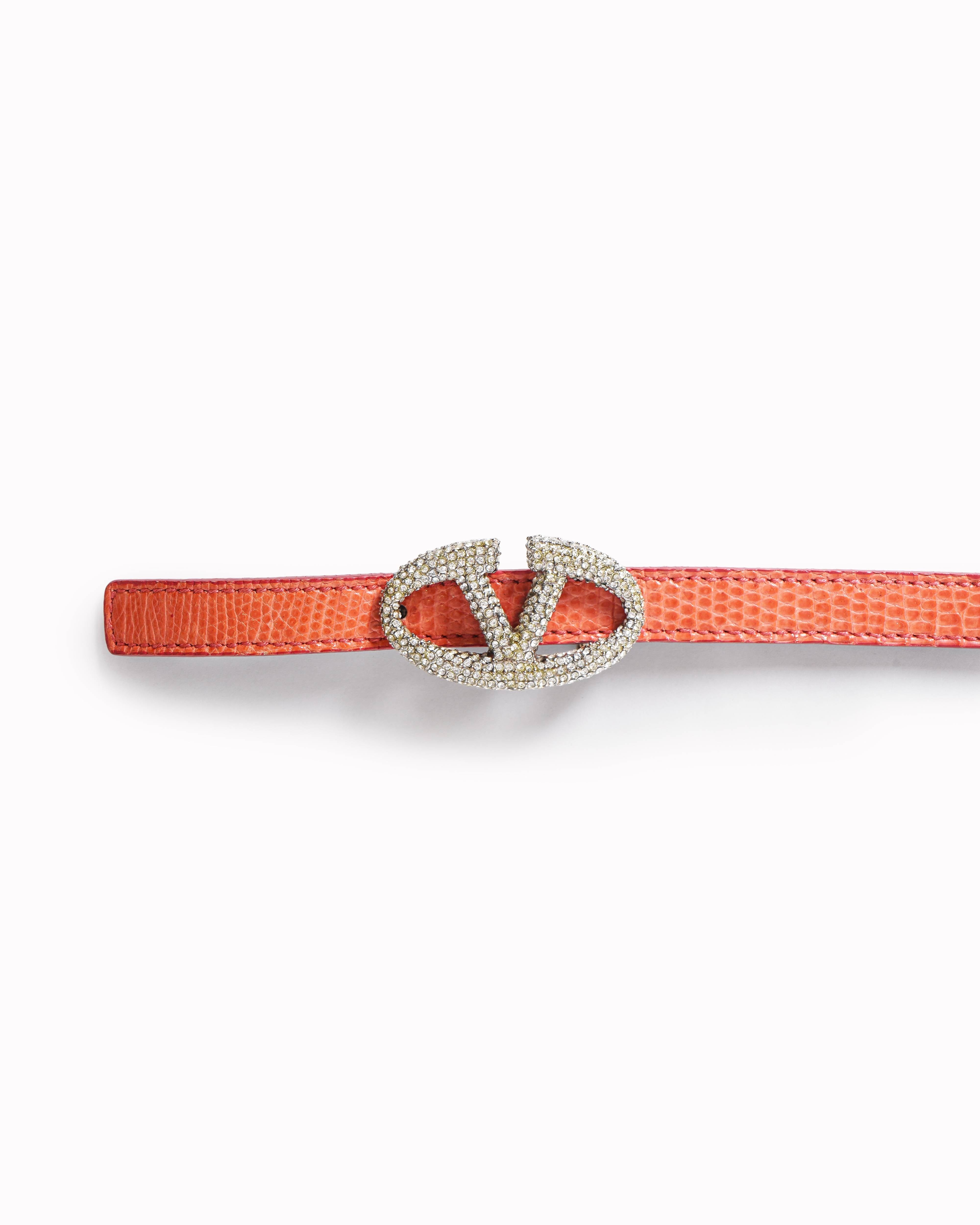 Valentino Garavani VLogo Crystal - Embellished Skinny Belt