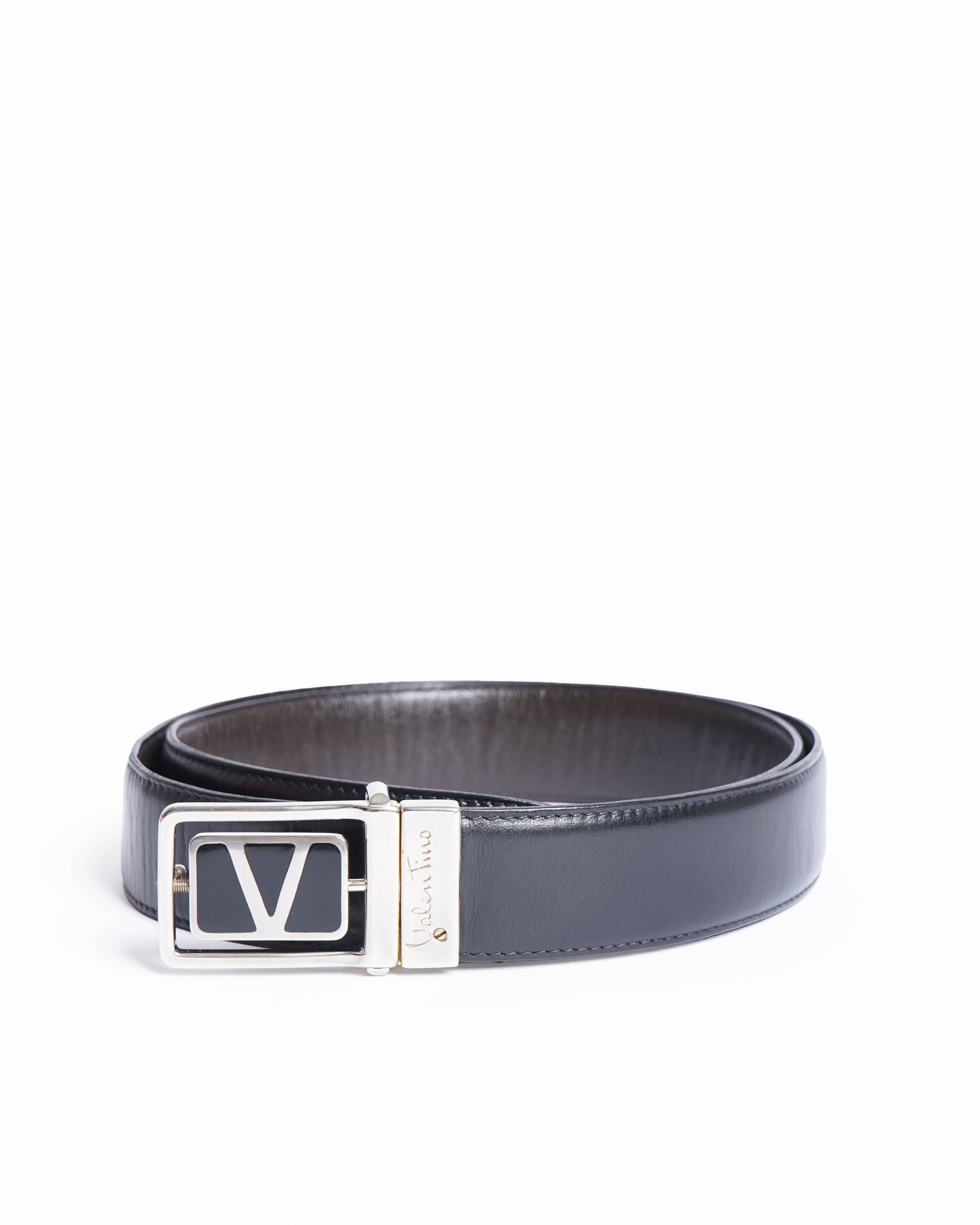 Valentino Vintage Valentino Black Leather Belt