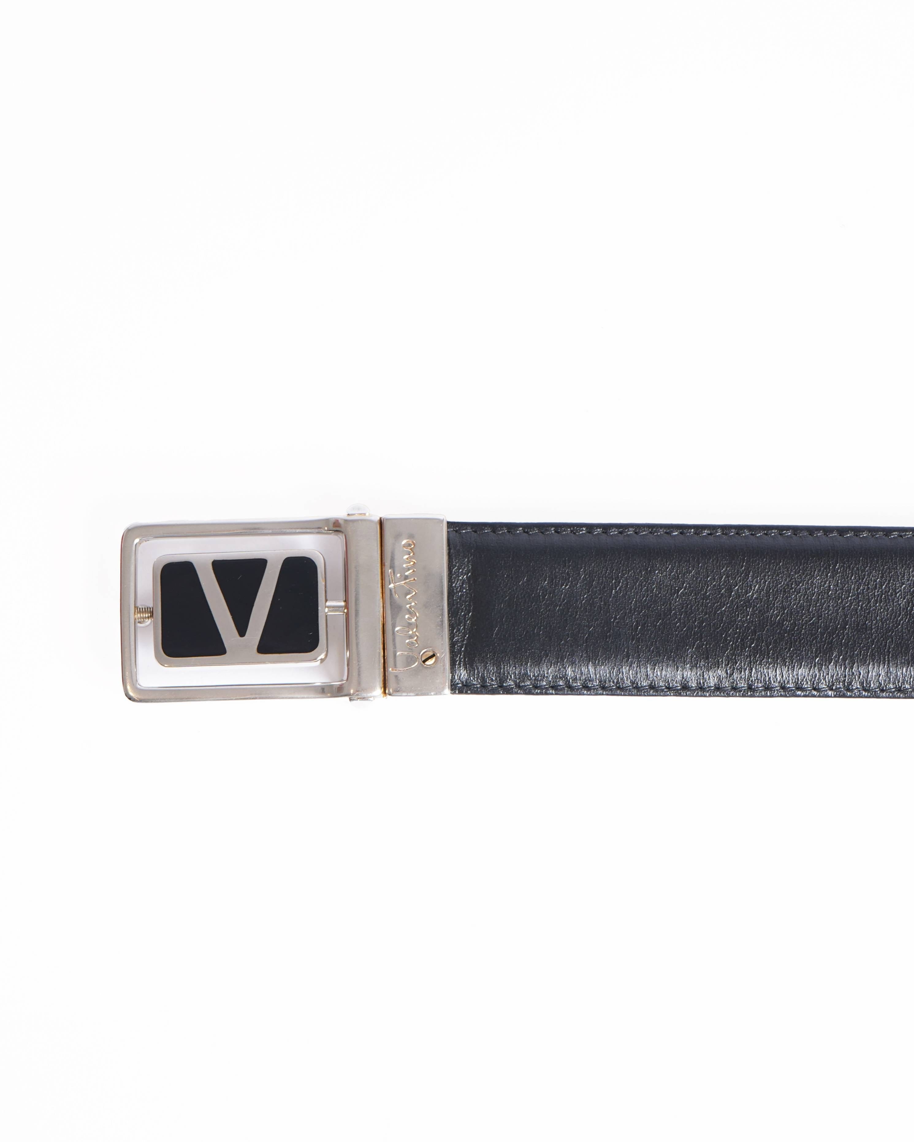 Valentino Vintage Valentino Black Leather Belt