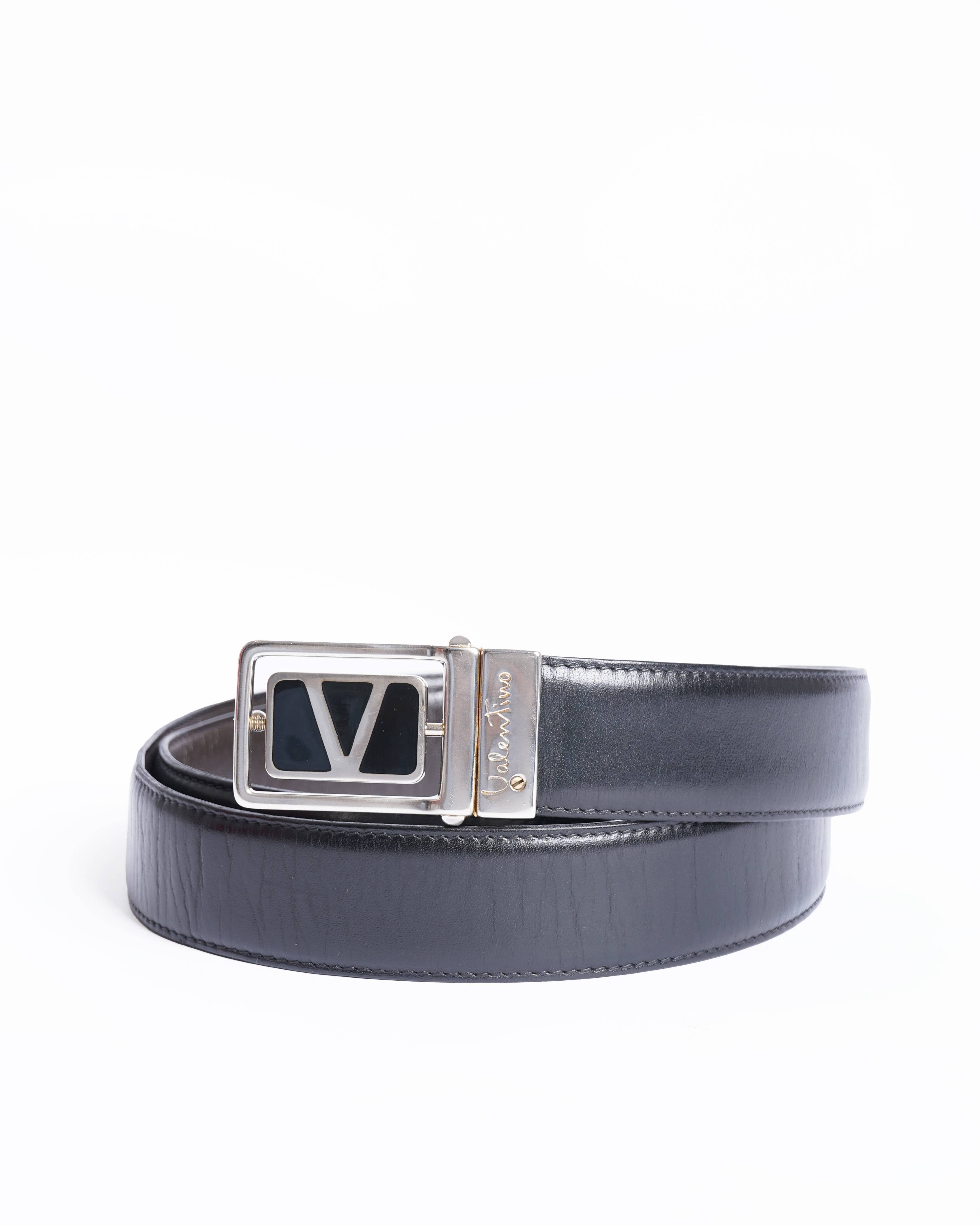 Valentino Vintage Valentino Black Leather Belt