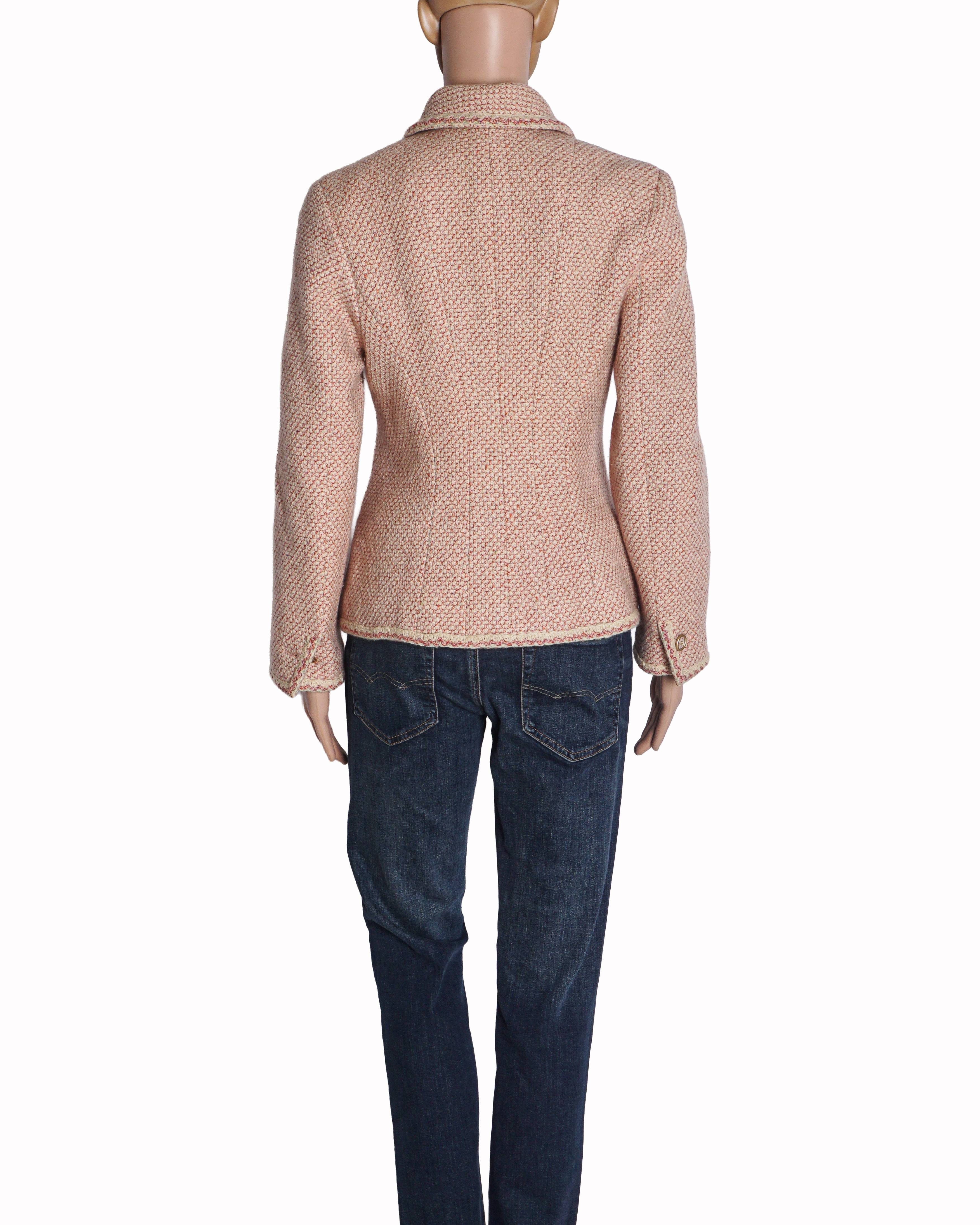 Chanel Pink & Cream Braided Tweed Tailored Jacket