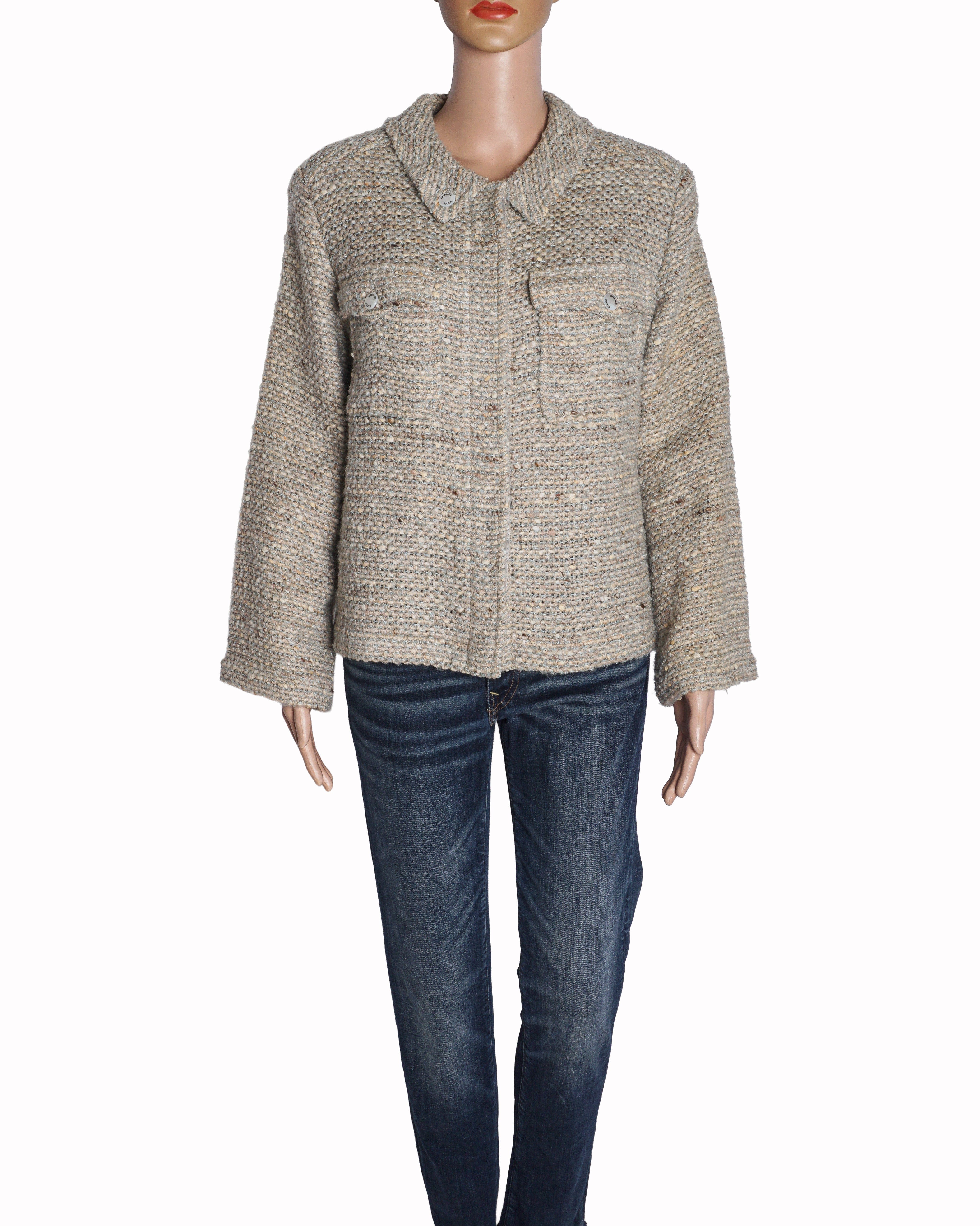 Chanel Cream & Beige Bouclé Tweed Pocket Jacket
