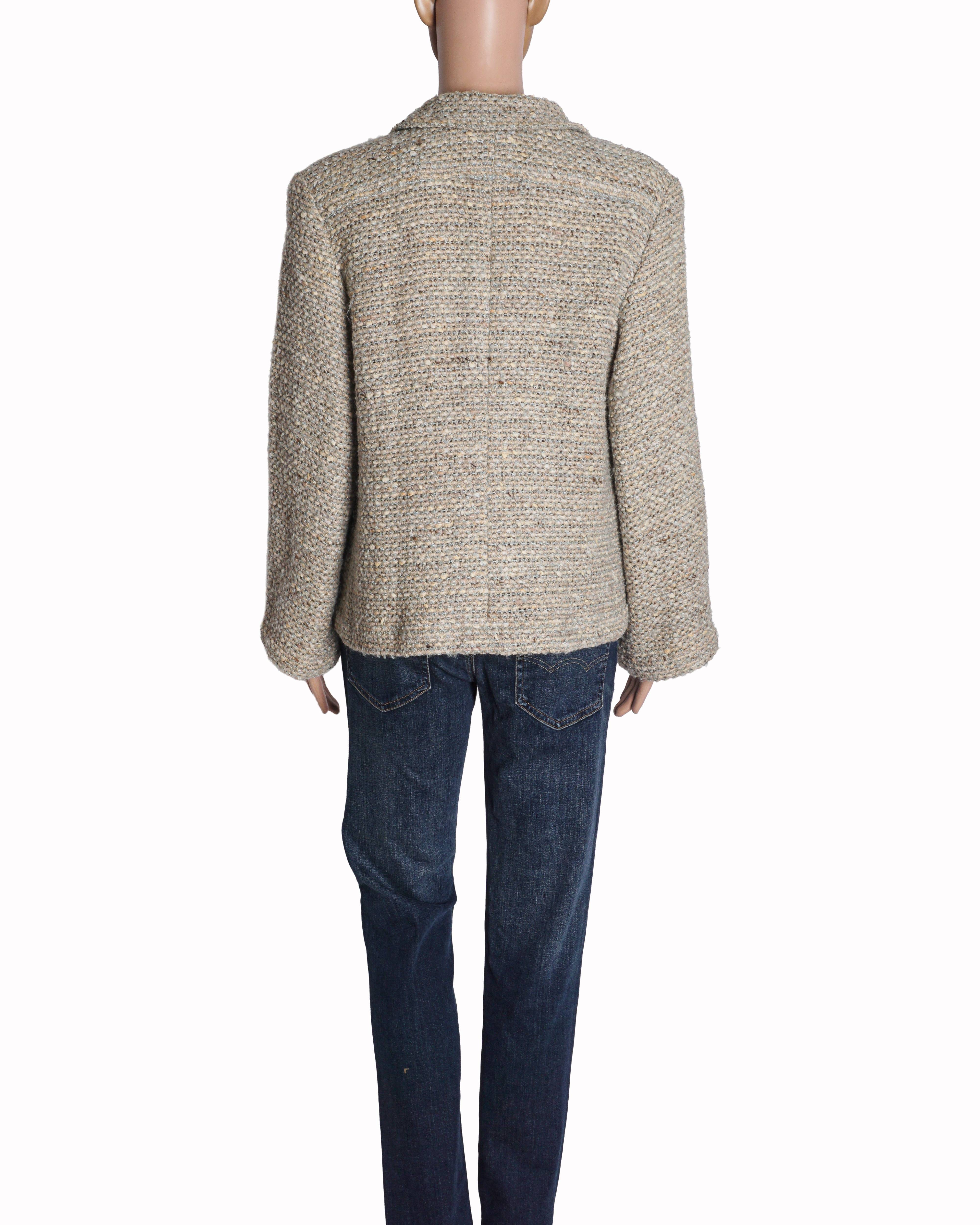 Chanel Cream & Beige Bouclé Tweed Pocket Jacket