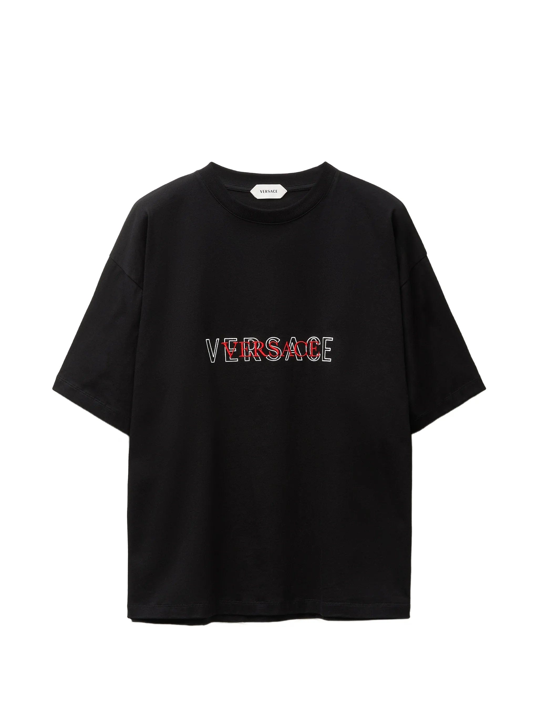 Versace embroidered - logo cotton - jersey regular T - shirt