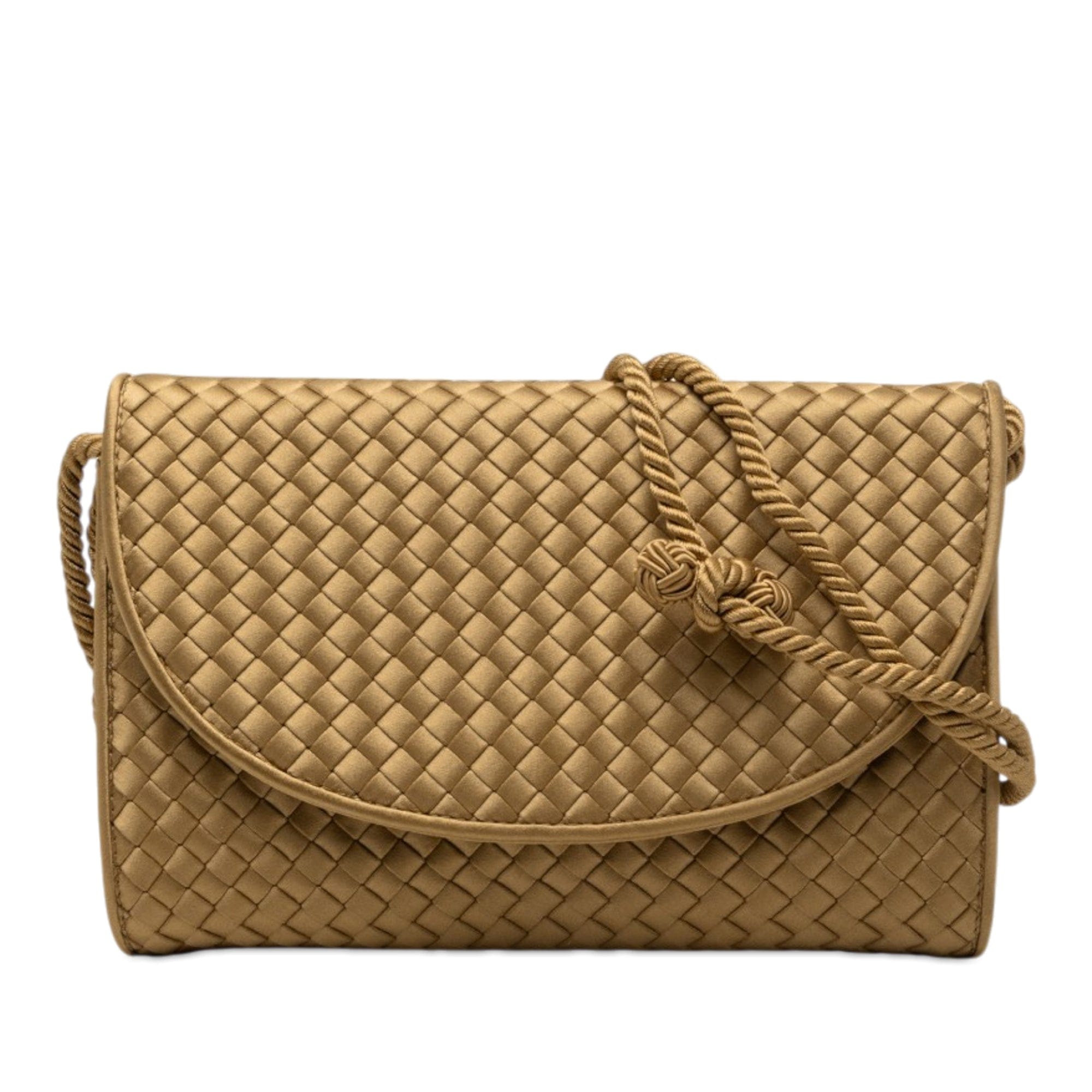 Bottega Veneta Satin Intrecciato Flap Shoulder Bag