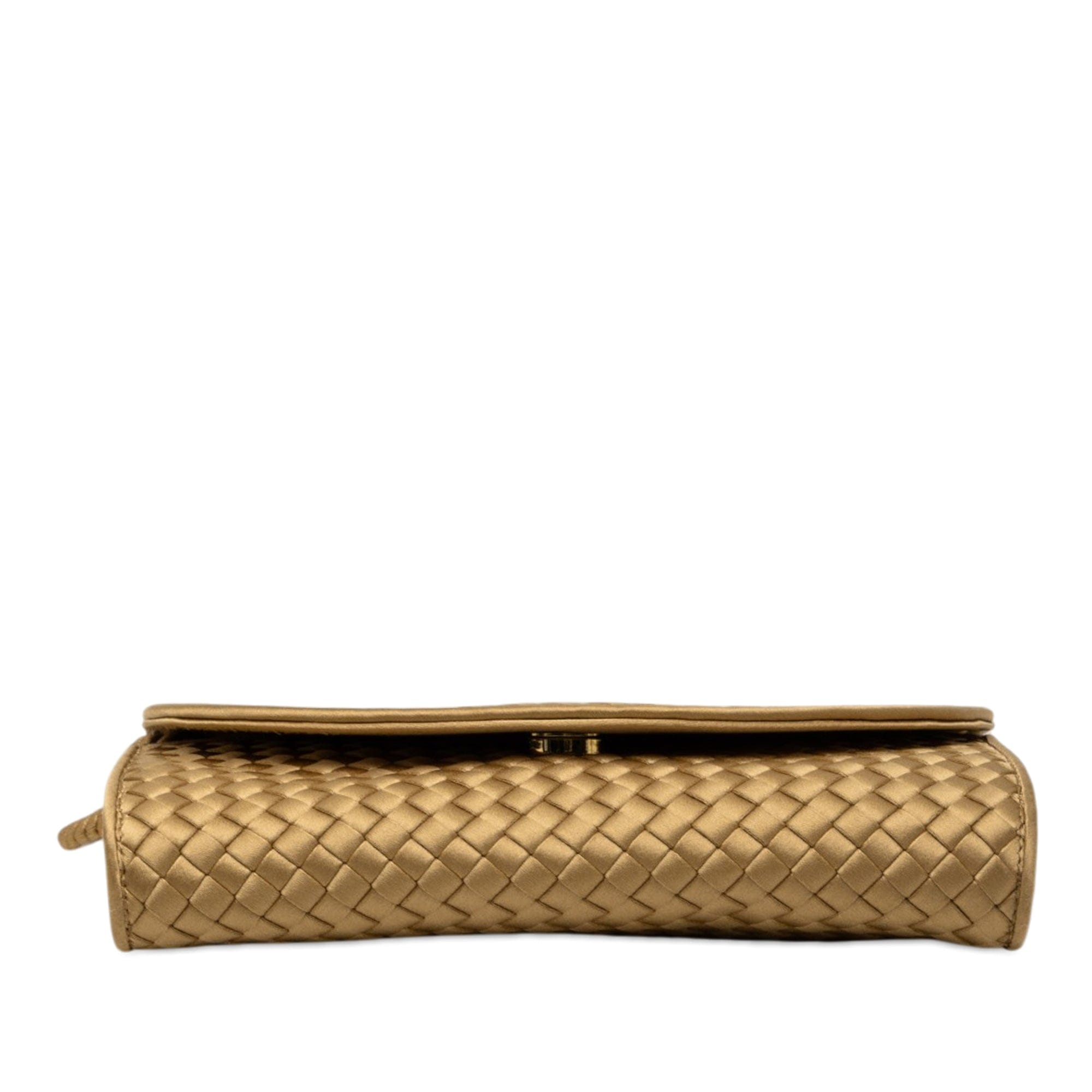 Bottega Veneta Satin Intrecciato Flap Shoulder Bag