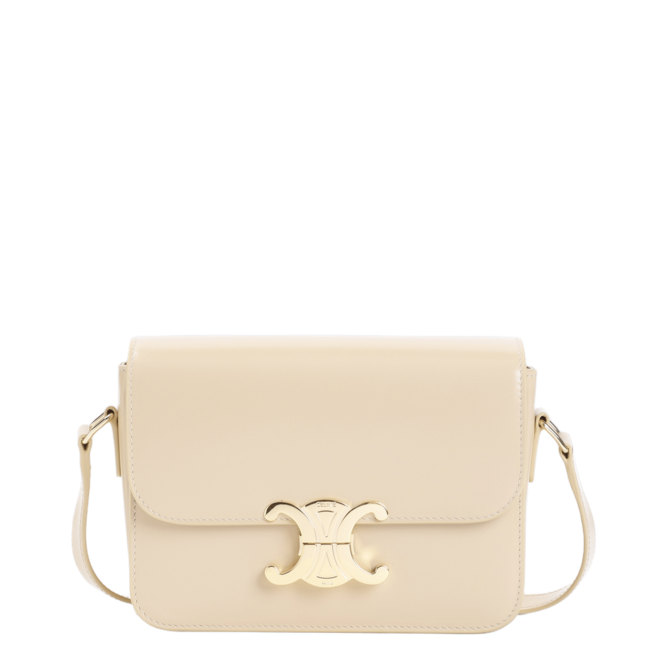 Celine Triomphe Small Calfskin Shoulder Bag - Black