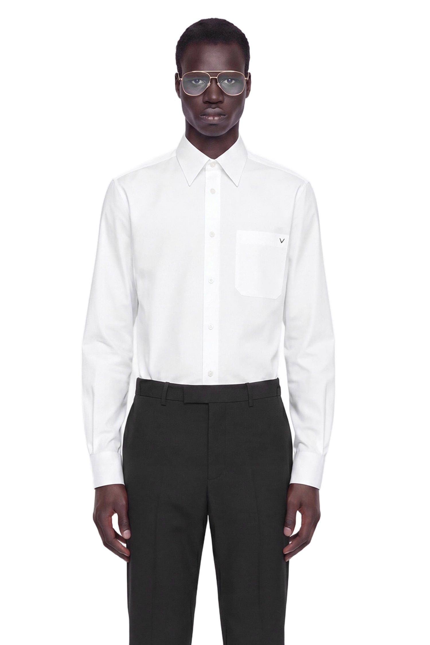 Valentino V Gold Pocket Shirt in Oxford Cotton