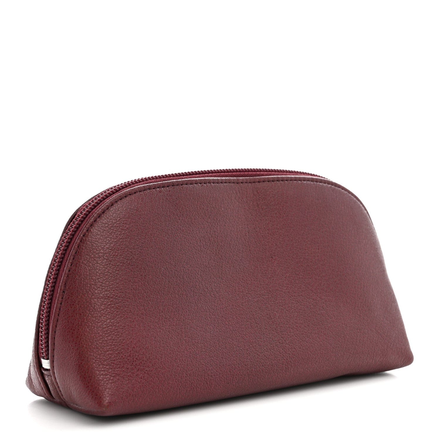 Chanel Goatskin Camellia Embossed Cosmetic Case Dark Red