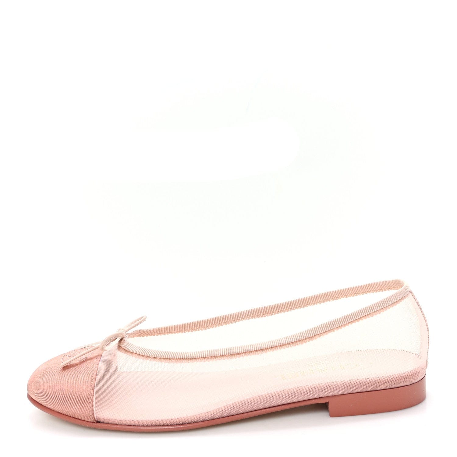 Chanel Mesh Grosgrain CC Cap Toe Ballerina Flats 39 Light Pink Dark Pink