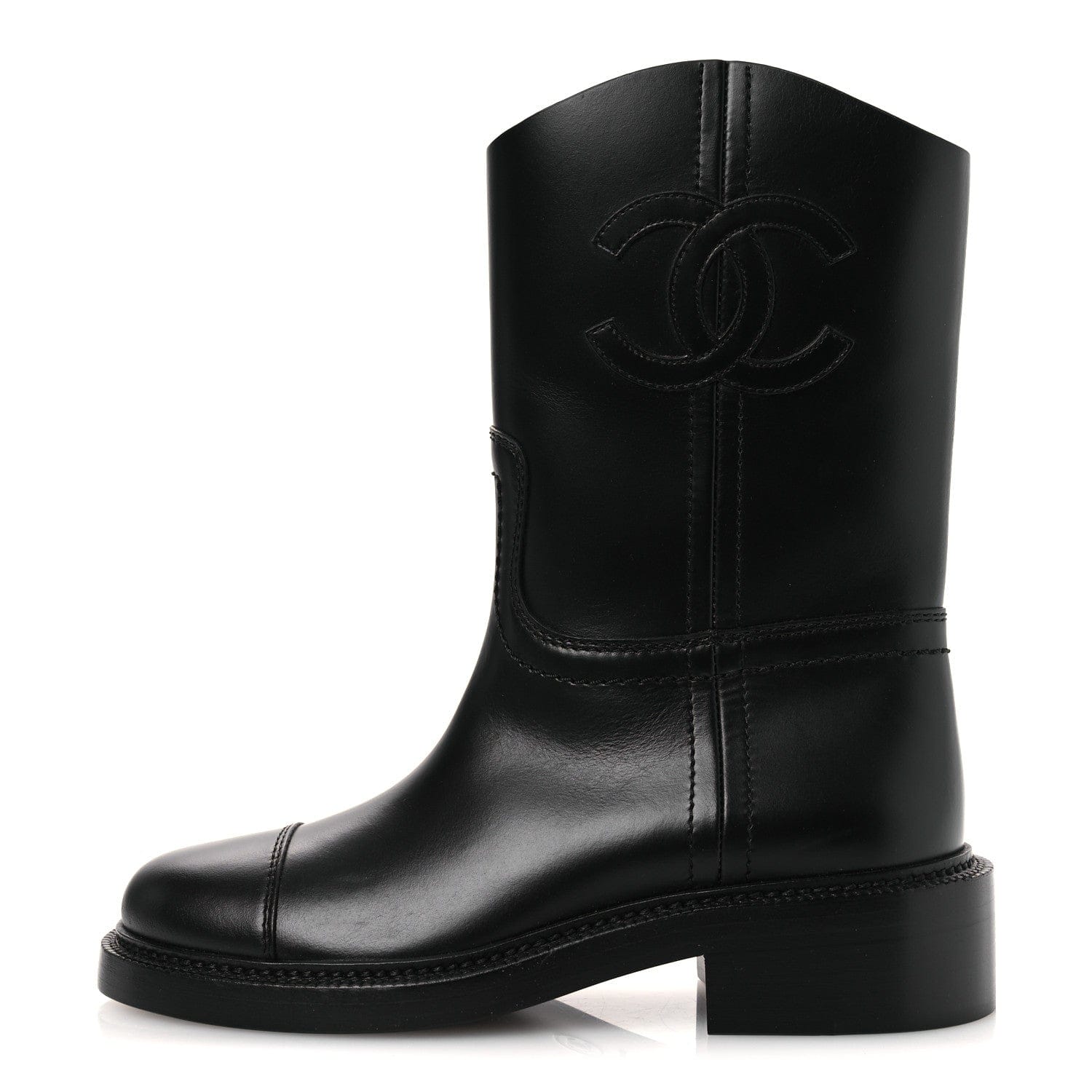 Chanel Calfskin Cap Toe Boots 37 Black