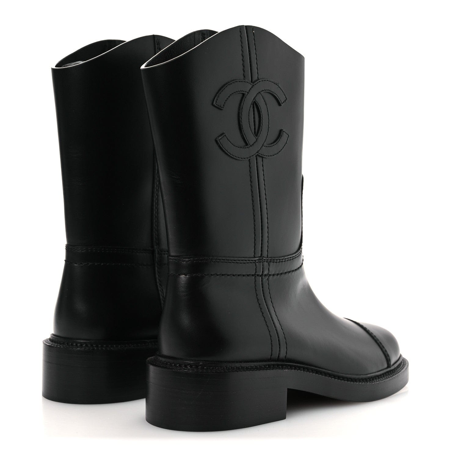 Chanel Calfskin Cap Toe Boots 37 Black