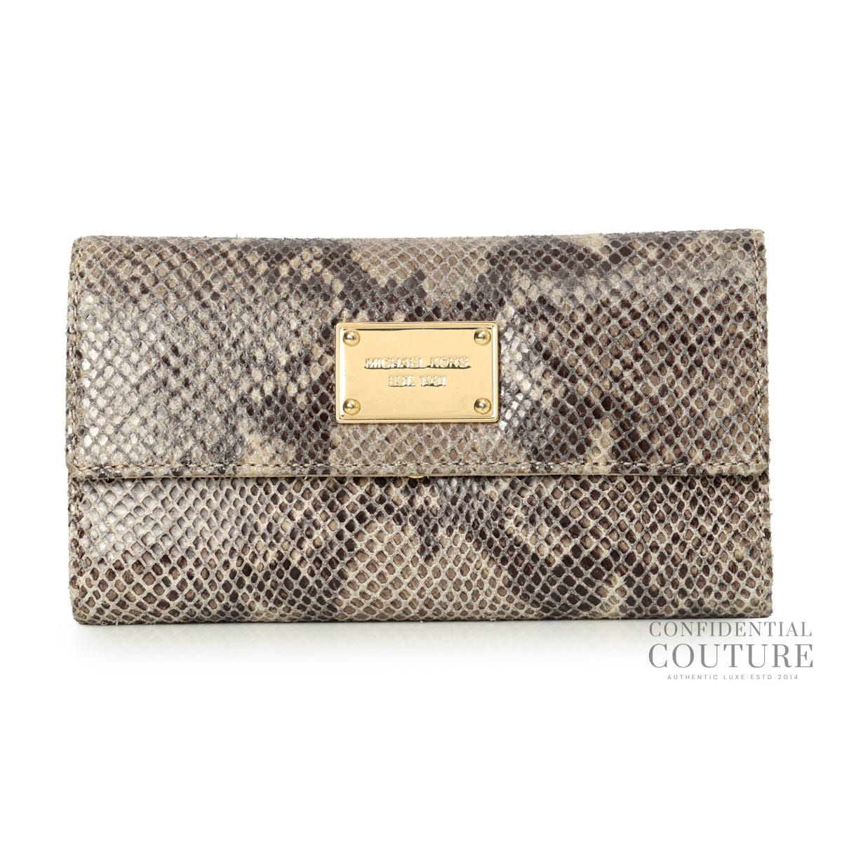 Michael Kors Grey Python Flap Continental Wallet