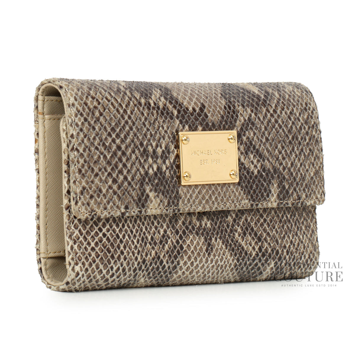 Michael Kors Grey Python Flap Continental Wallet