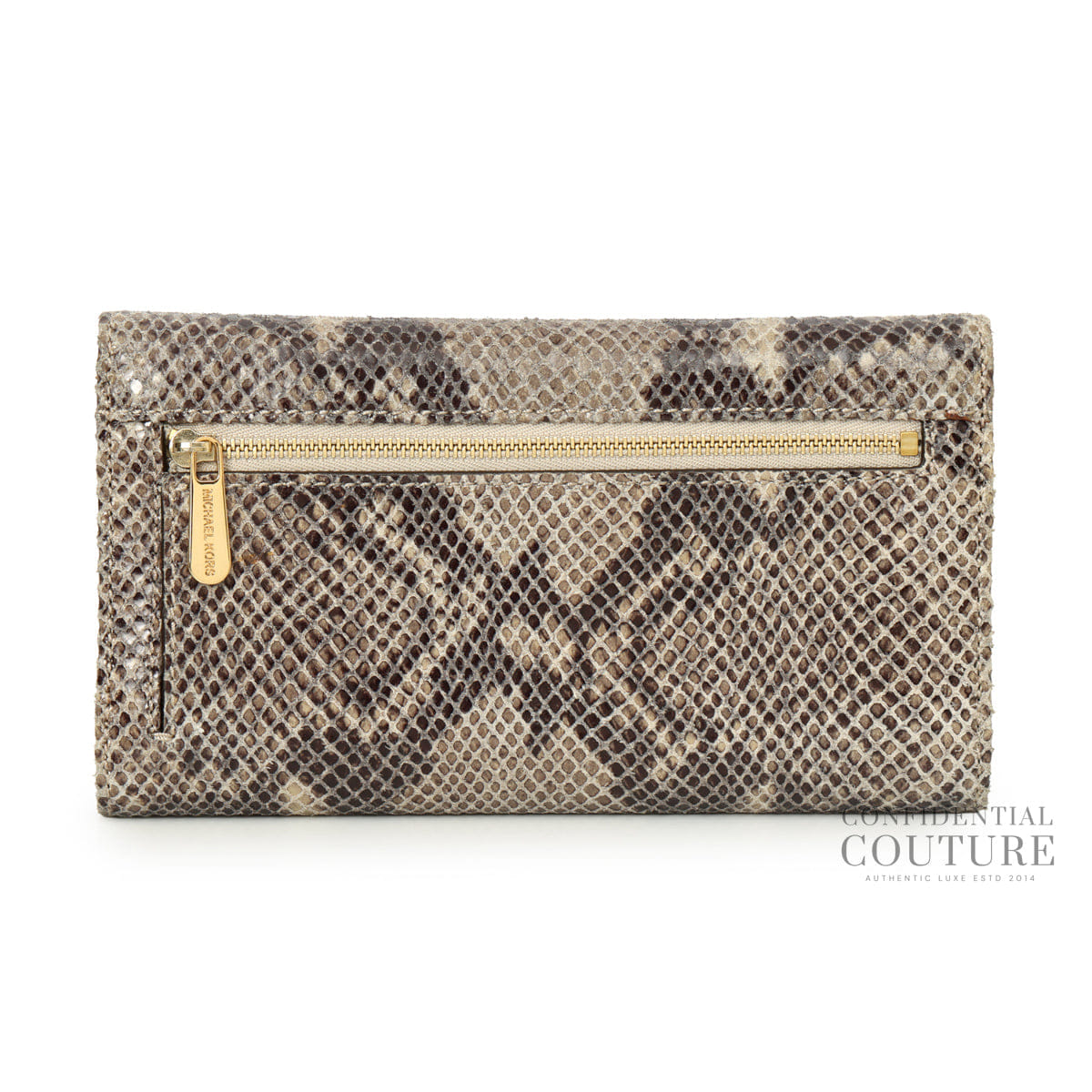 Michael Kors Grey Python Flap Continental Wallet