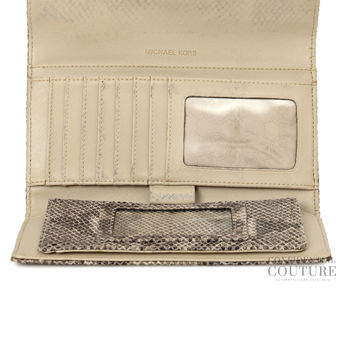 Michael Kors Grey Python Flap Continental Wallet