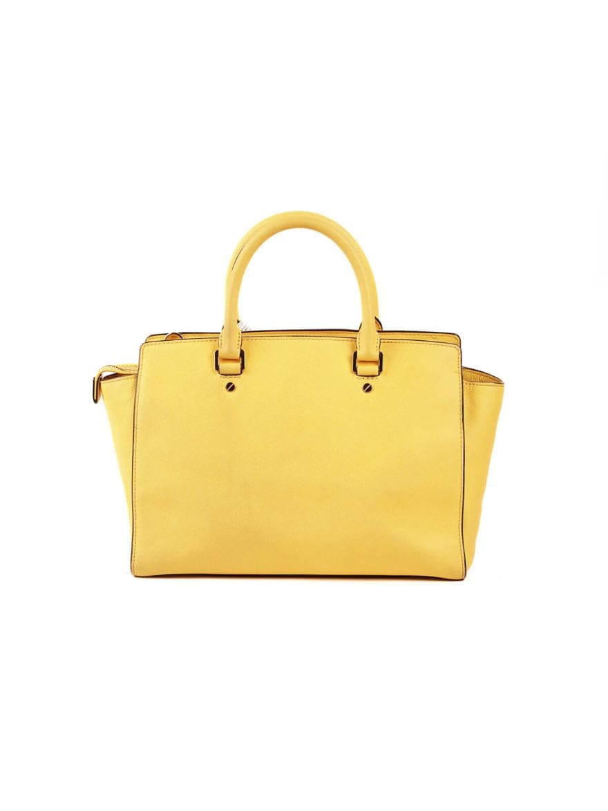 Michael Kors Leather Ciara Yellow Satchel Messenger Bag
