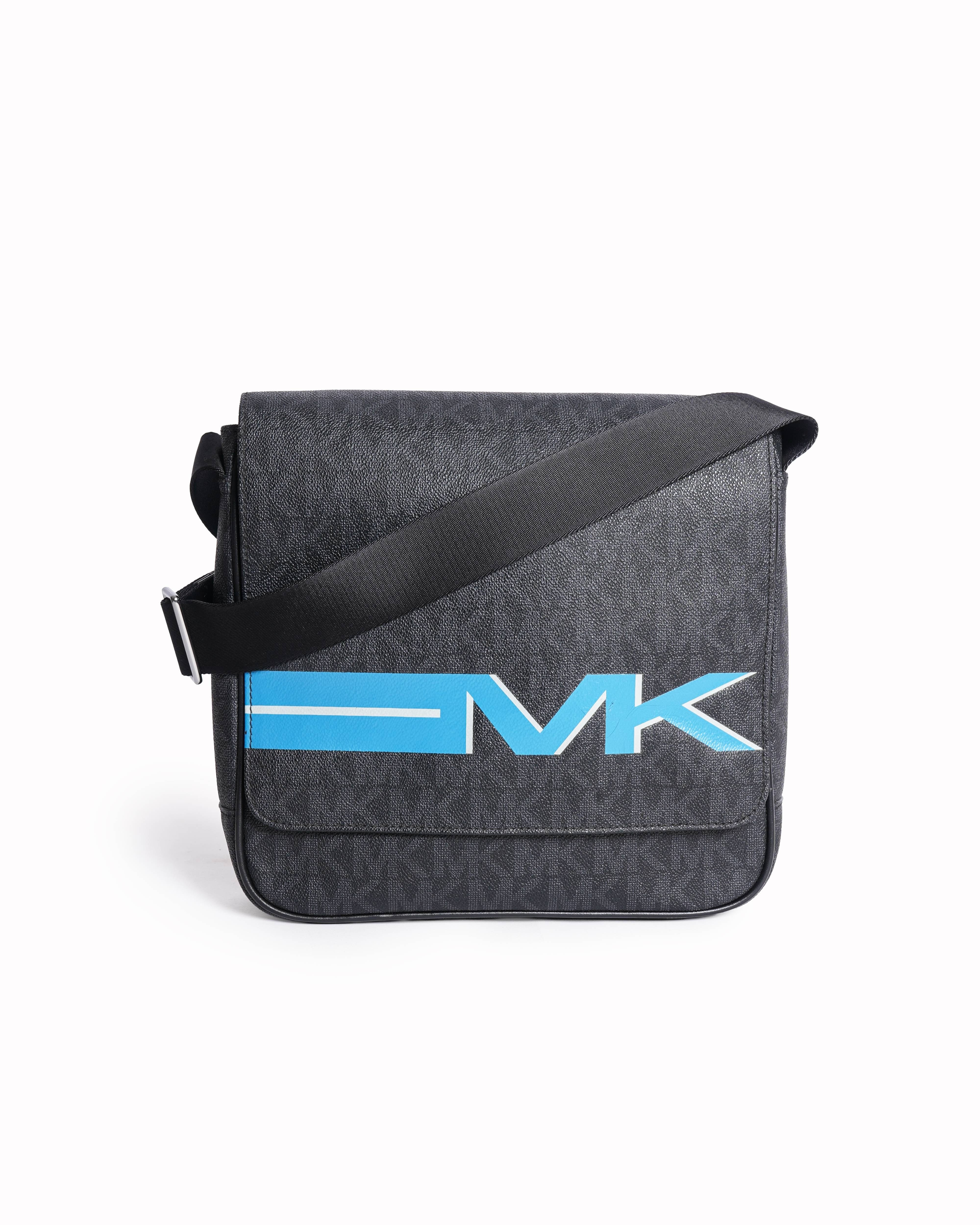 Michael Kors Monogram Messenger Bag In Black