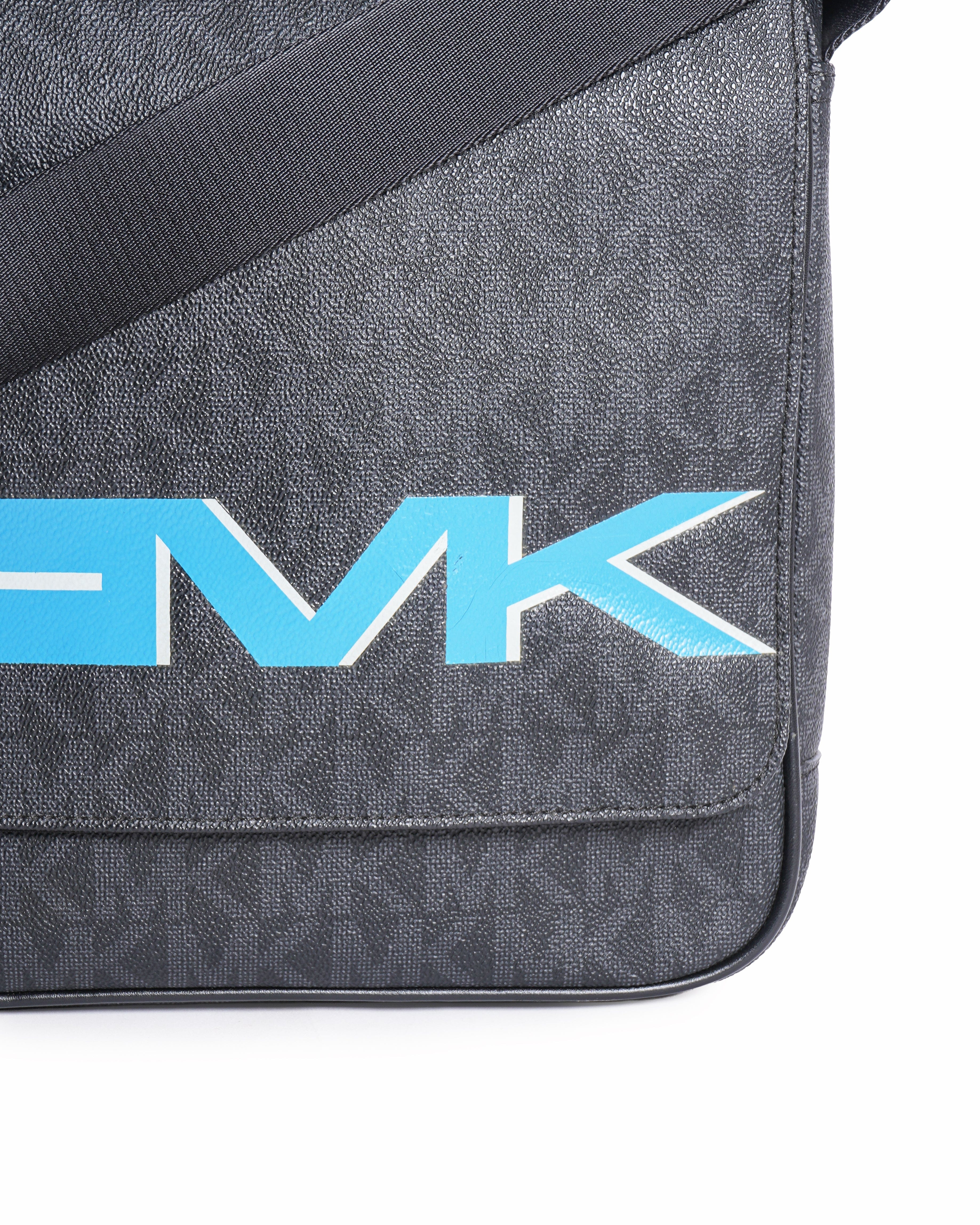 Michael Kors Monogram Messenger Bag In Black