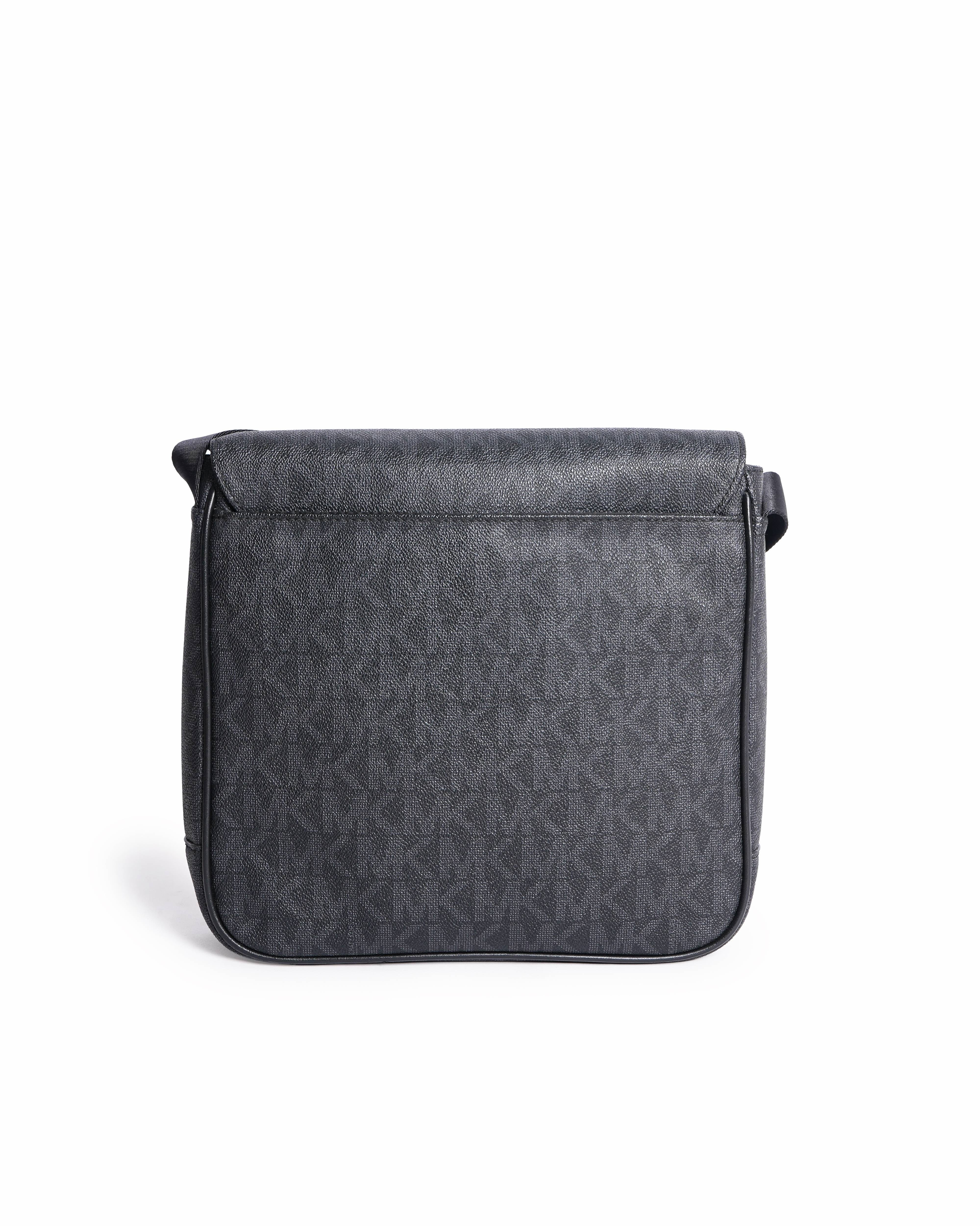 Michael Kors Monogram Messenger Bag In Black
