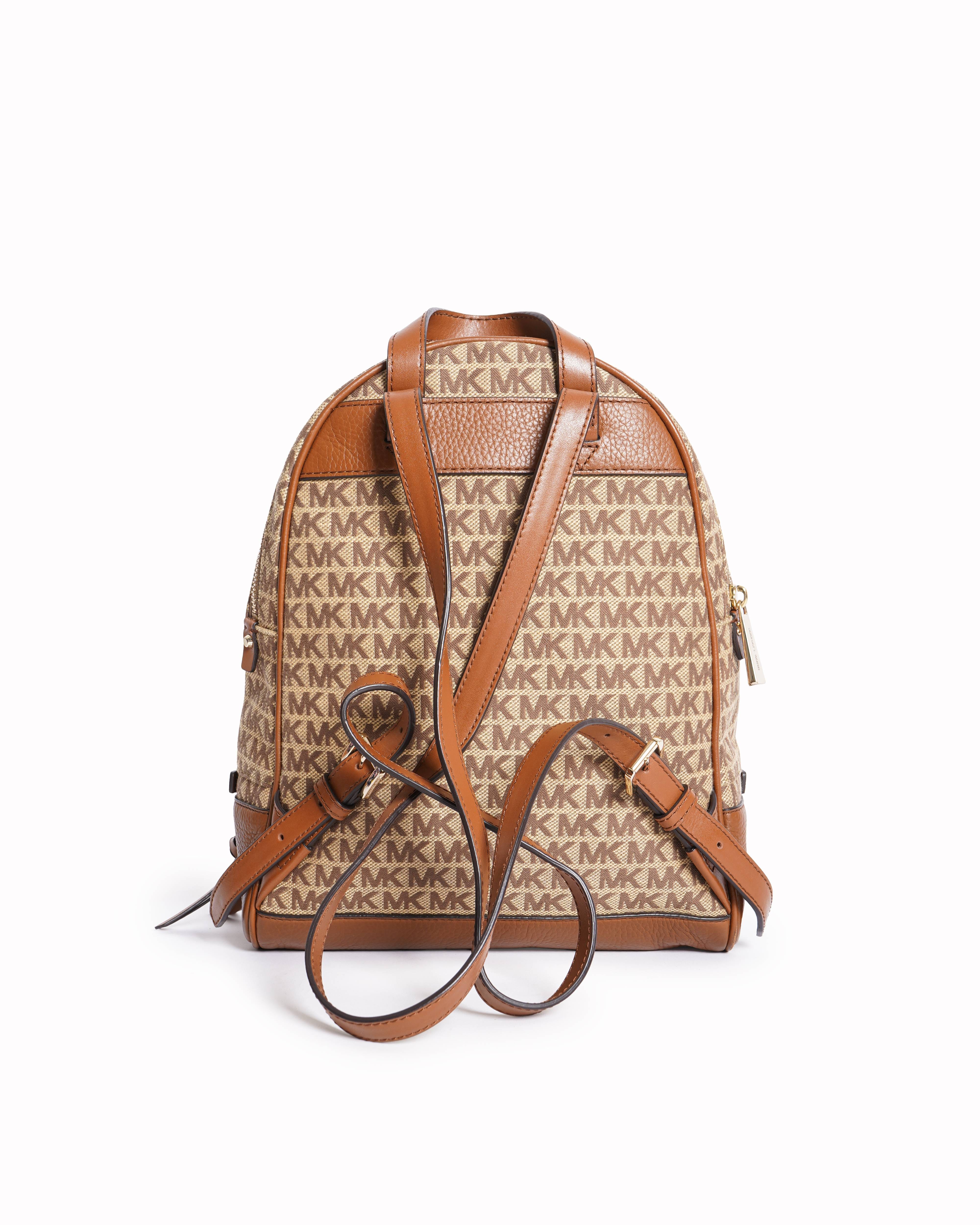Michael Kors Beige & Tan Monogram Canvas Backpack