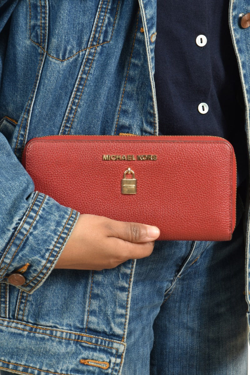 Michael Kors Jet Set Red Zip Around Wallet