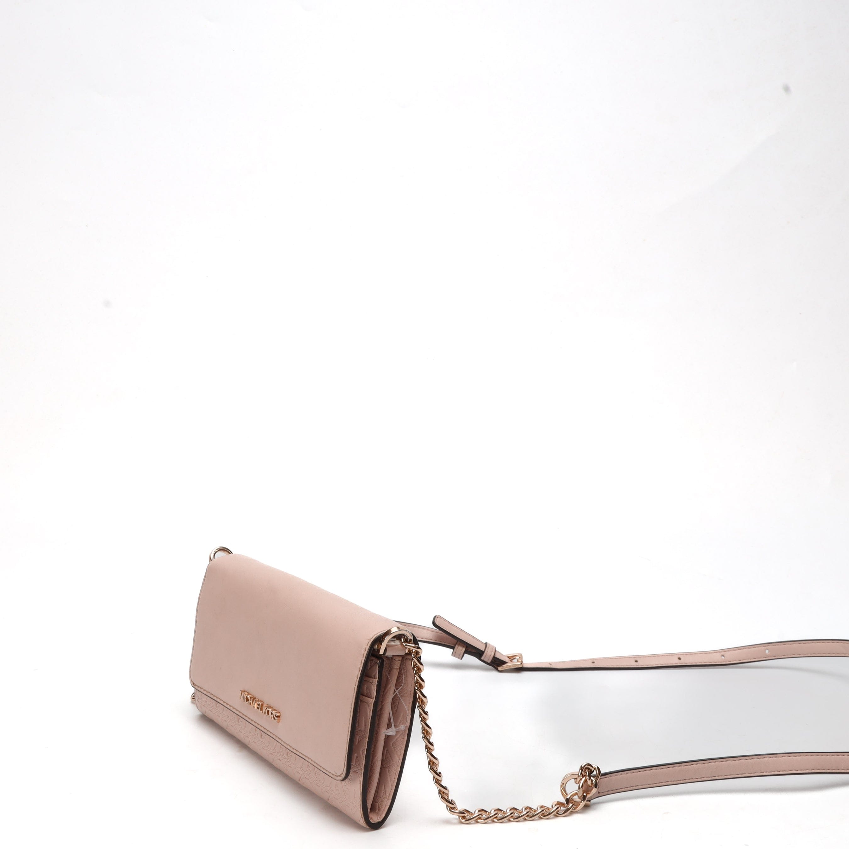 Michael Kors Pink Jet Set Flap Wallet on Strap