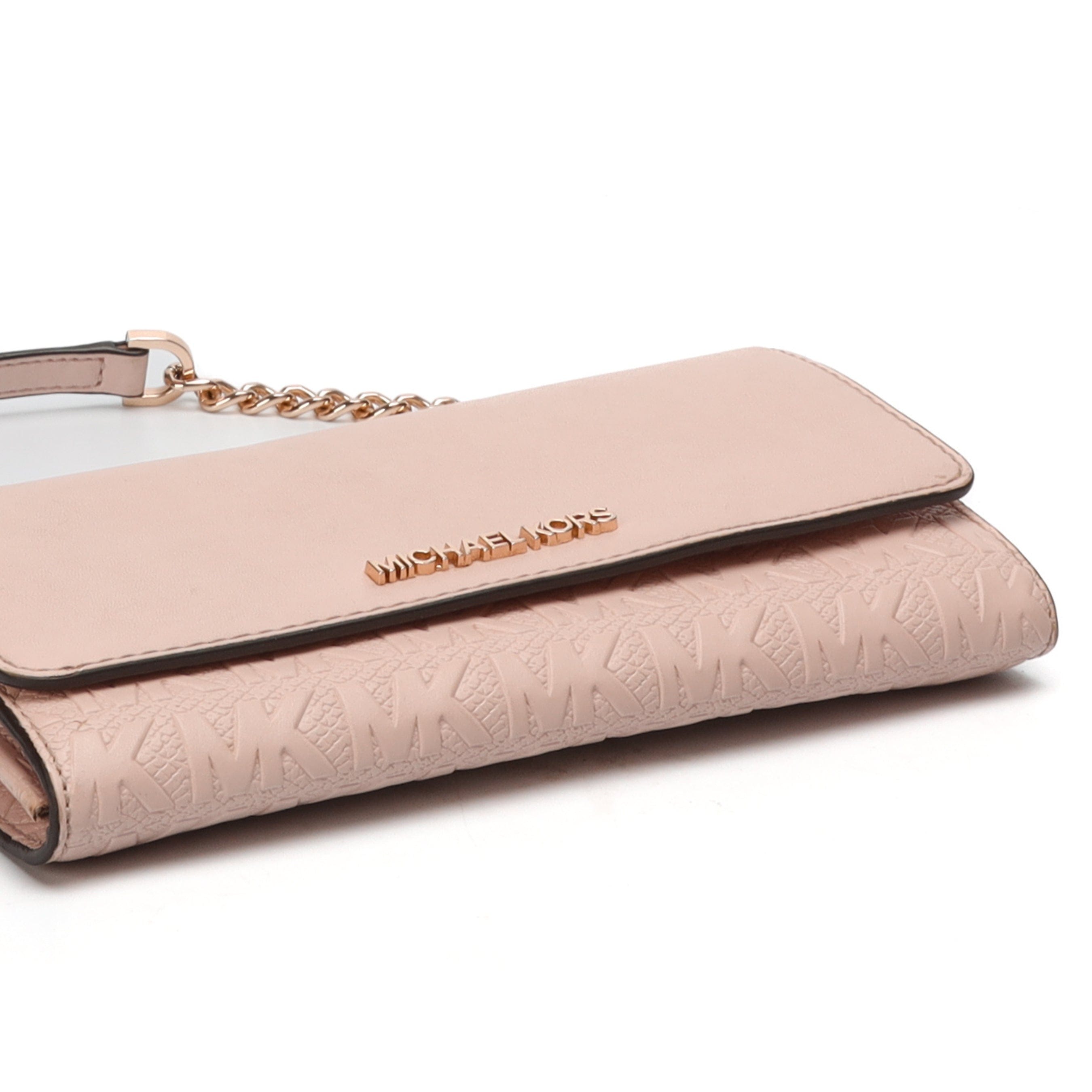 Michael Kors Pink Jet Set Flap Wallet on Strap