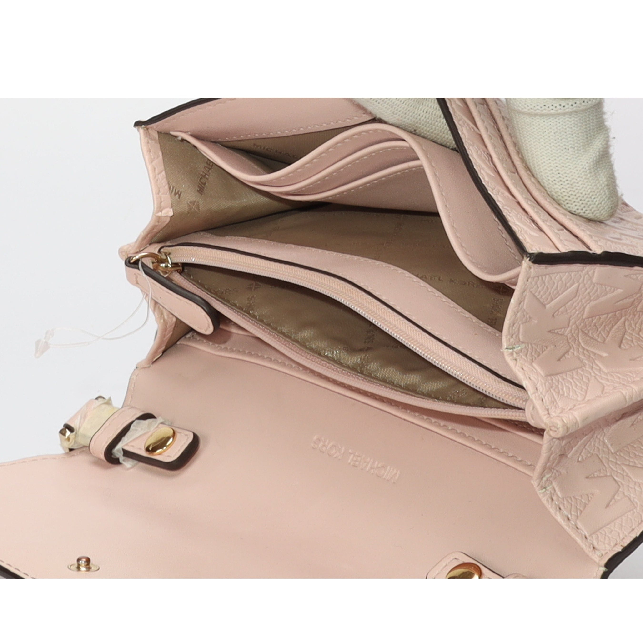 Michael Kors Pink Jet Set Flap Wallet on Strap