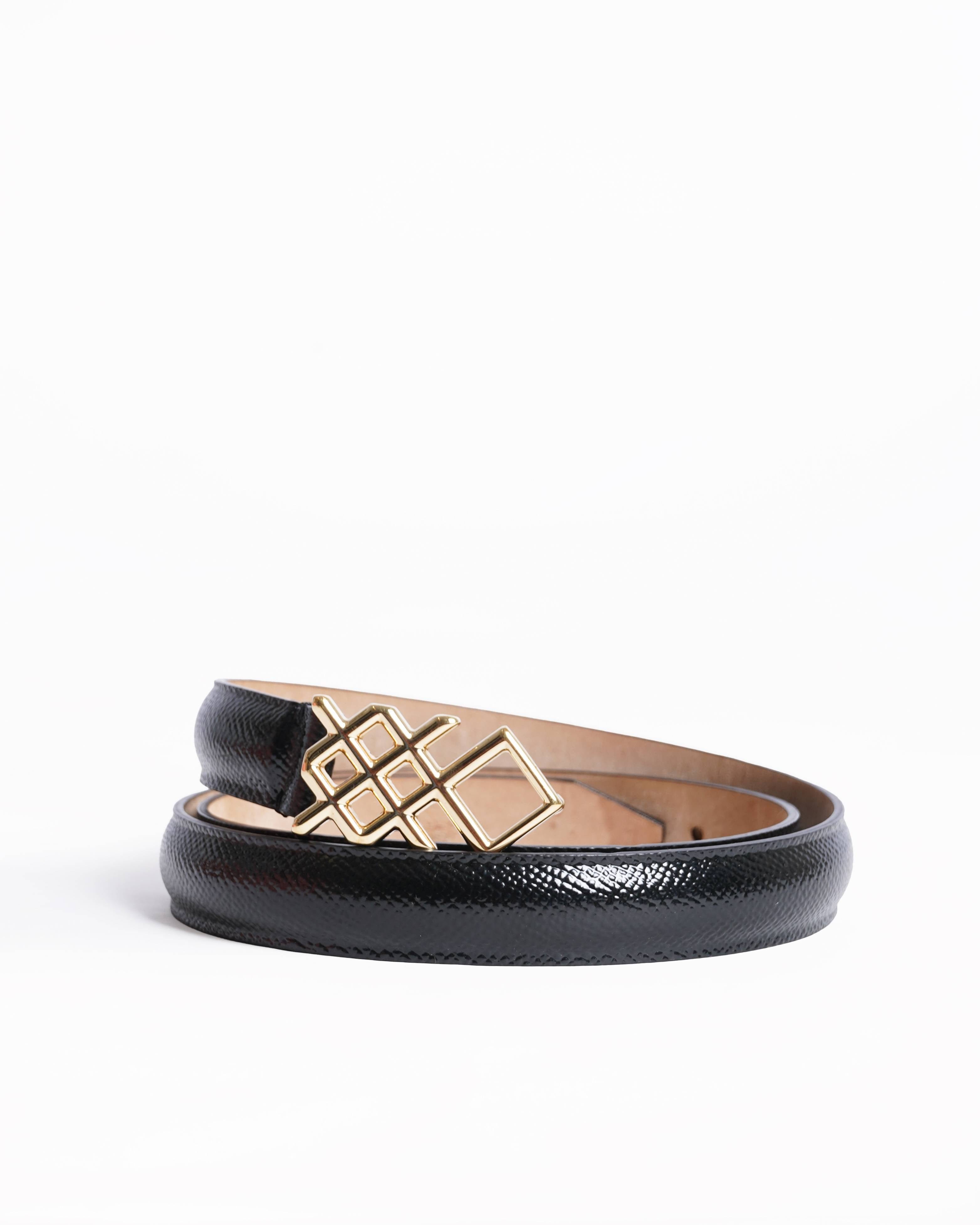 Burberry Slim Black Embossed Leather belt