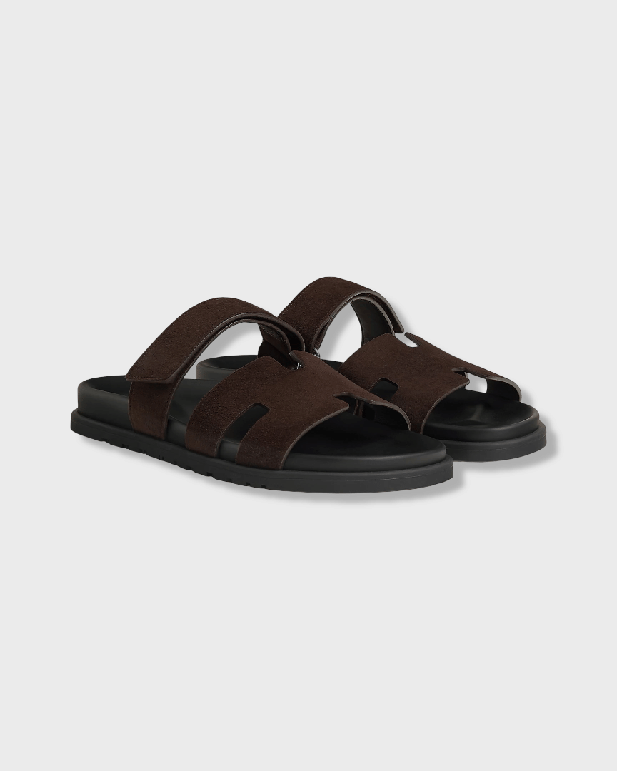 Hermes Chypre Sandal Suede Marron Ébène