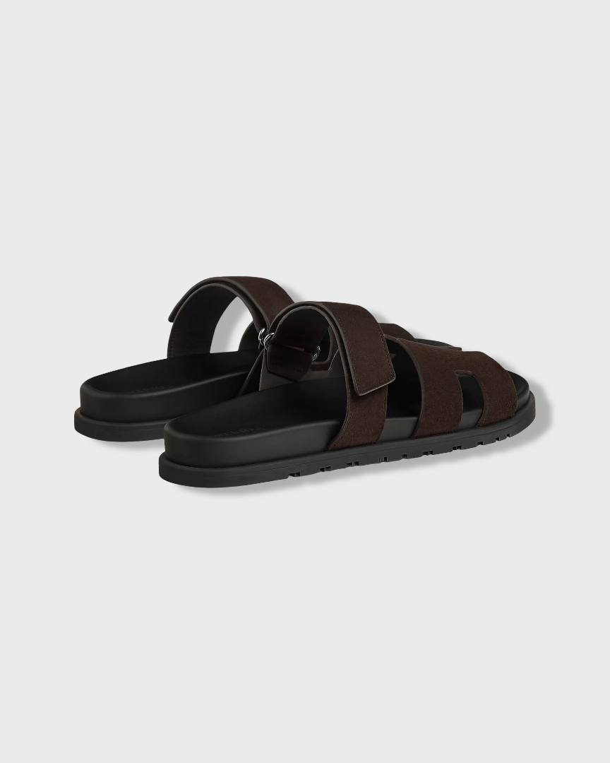 Hermes Chypre Sandal Suede Marron Ébène