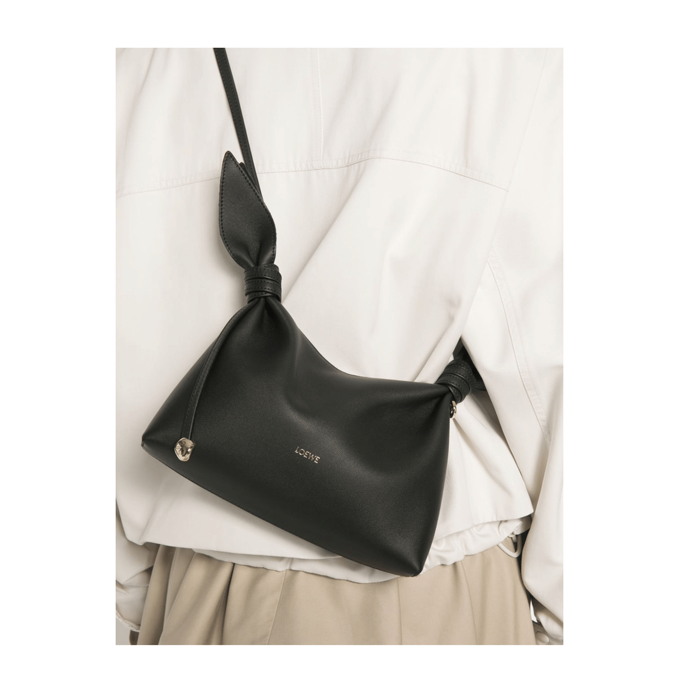Loewe Mini Scarf Calfskin Shoulder Bag - Black
