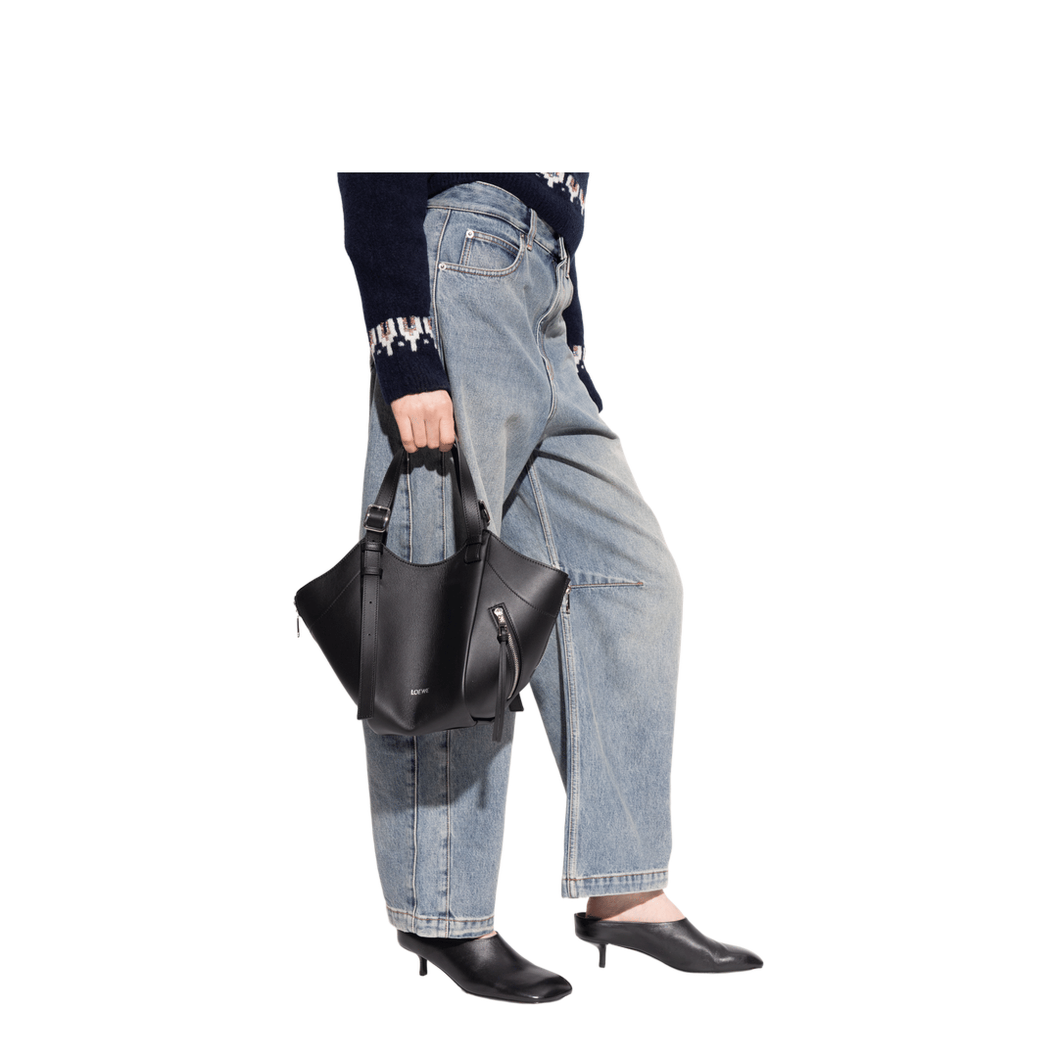 Loewe Hammock Flip Medium Calfskin Shoulder Bag - Black