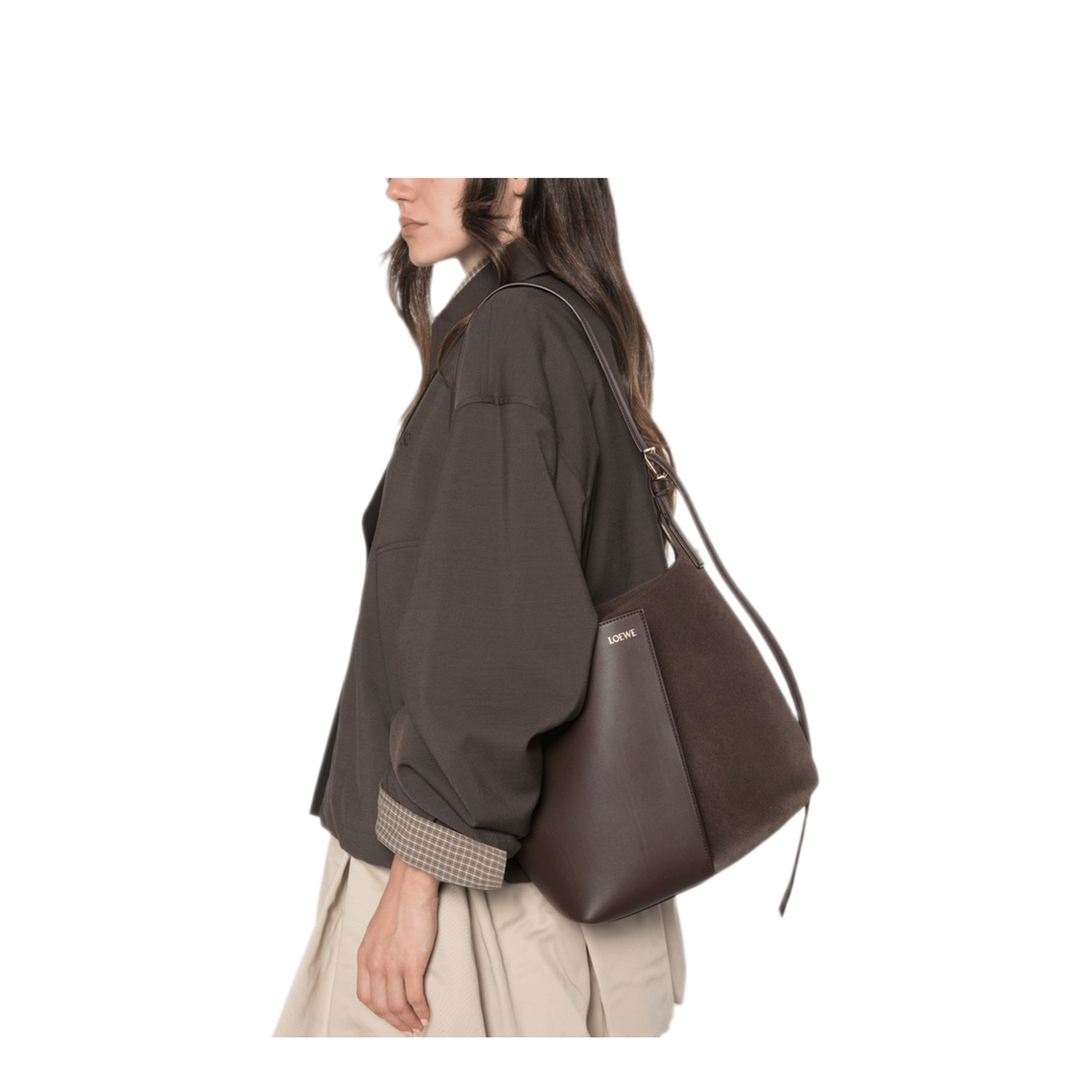 Loewe Amazona Calfskin and Suede Shoulder Bag - Brown