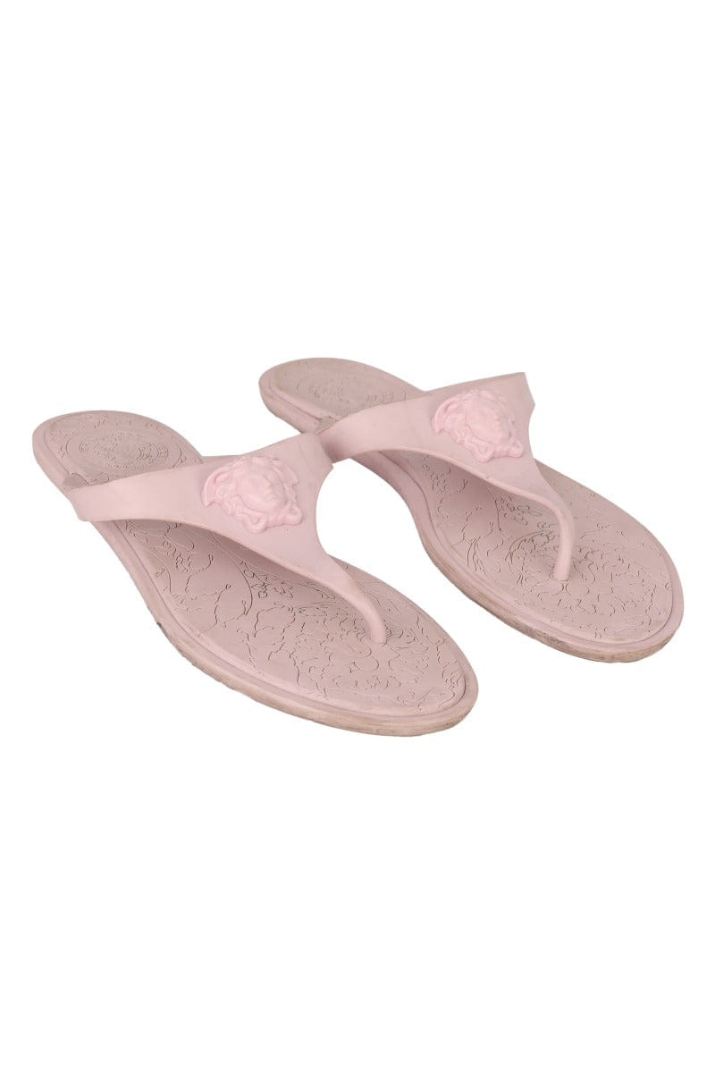 Versace EU 37 Pink Medusa Palazzo Thong Sandal