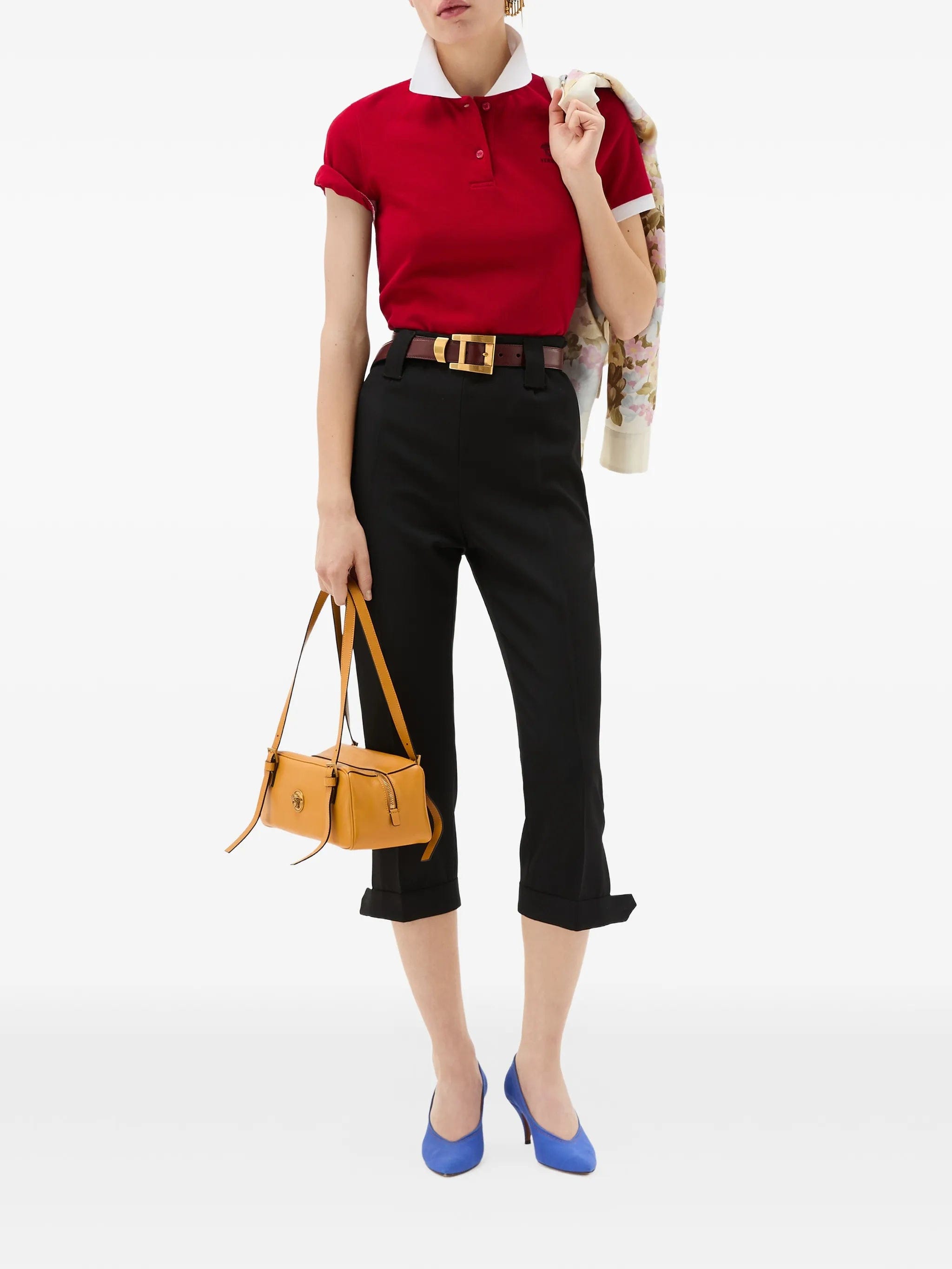 Versace contrast - trim polo shirt