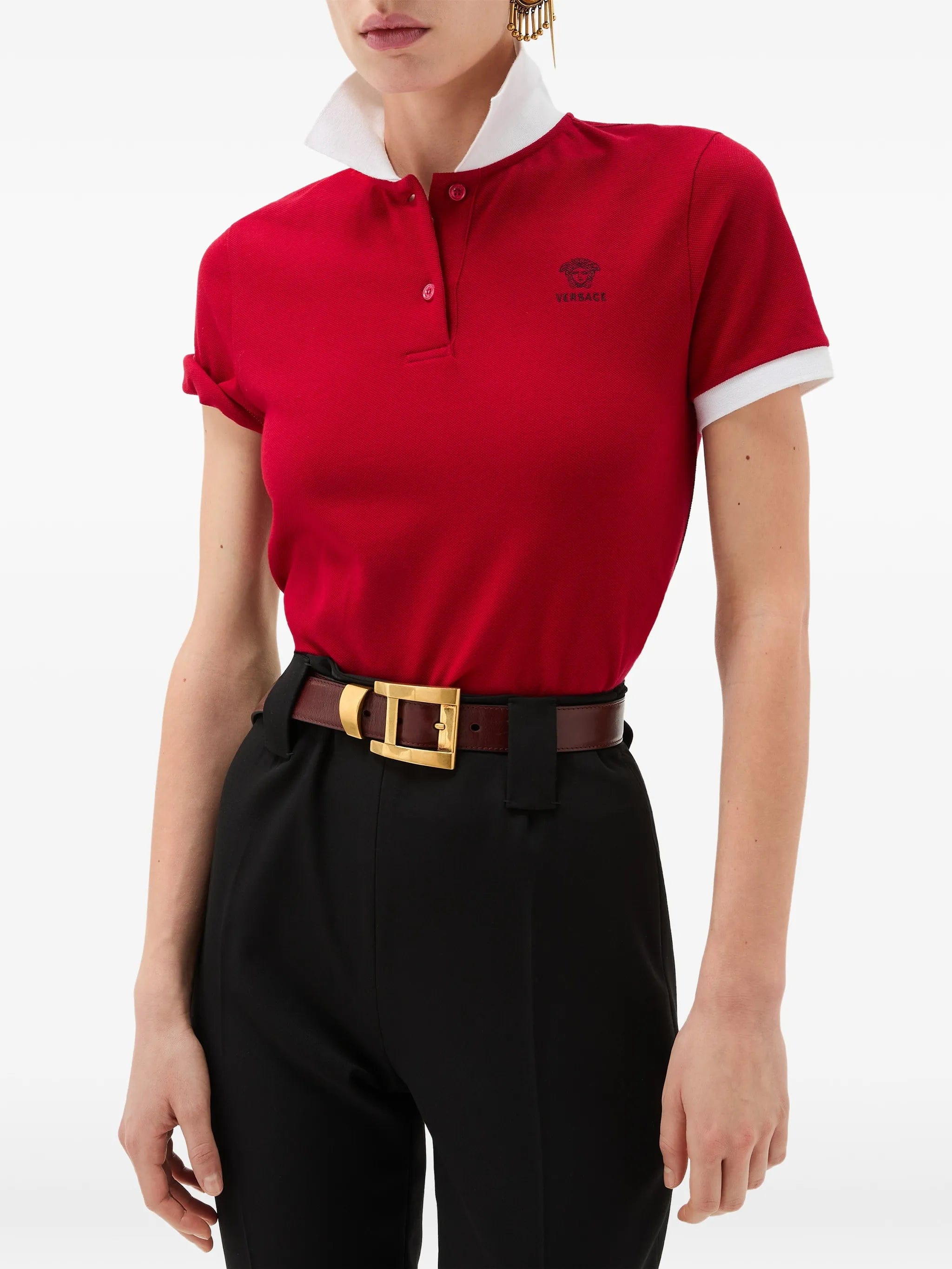 Versace contrast - trim polo shirt
