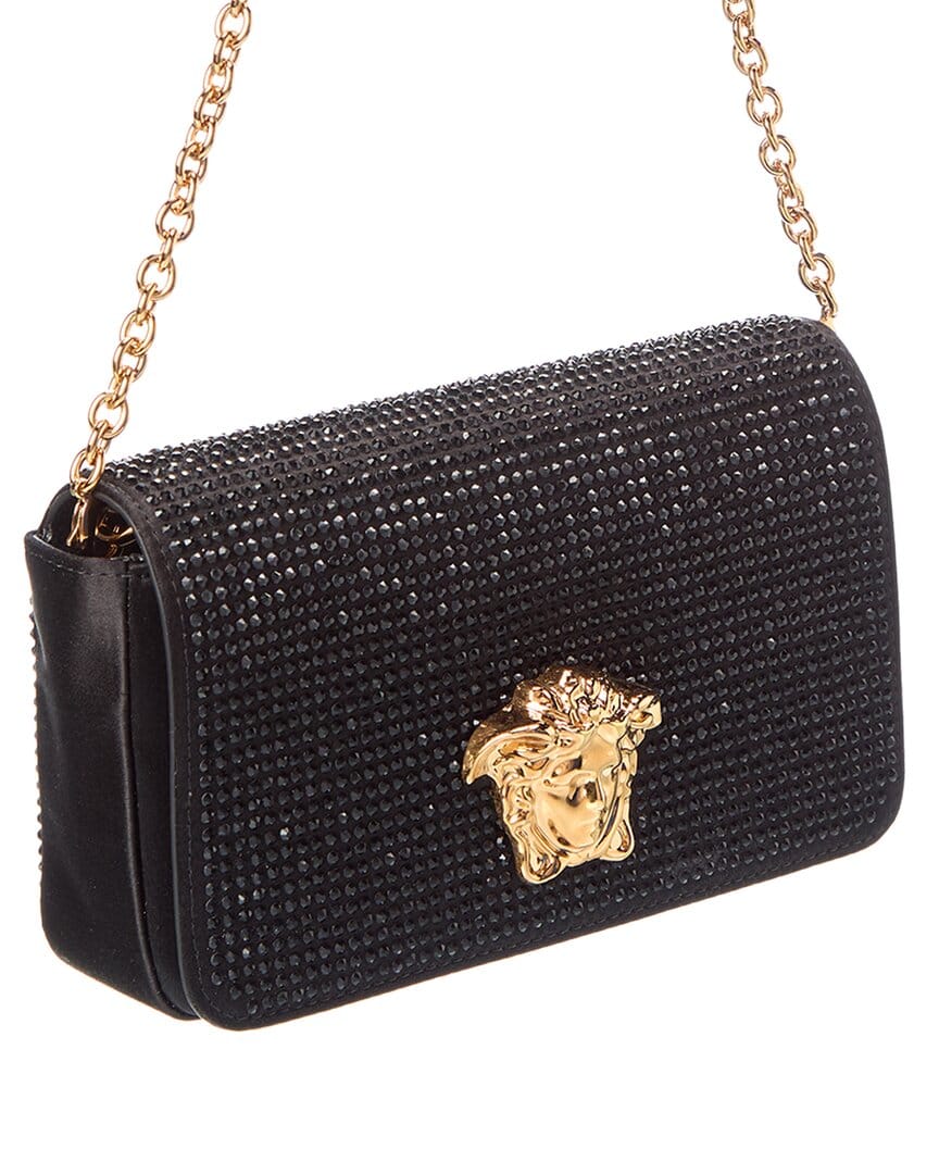 Versace Embellished Mini Satin Wallet On Chain