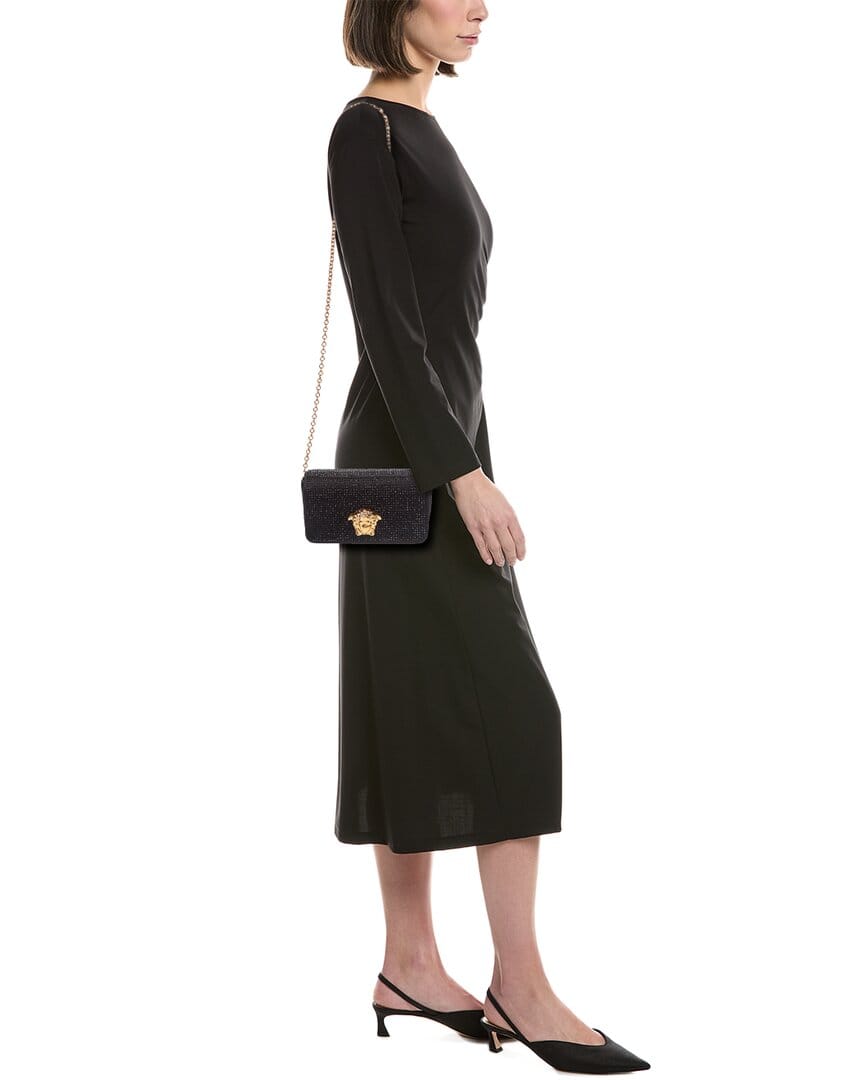 Versace Embellished Mini Satin Wallet On Chain