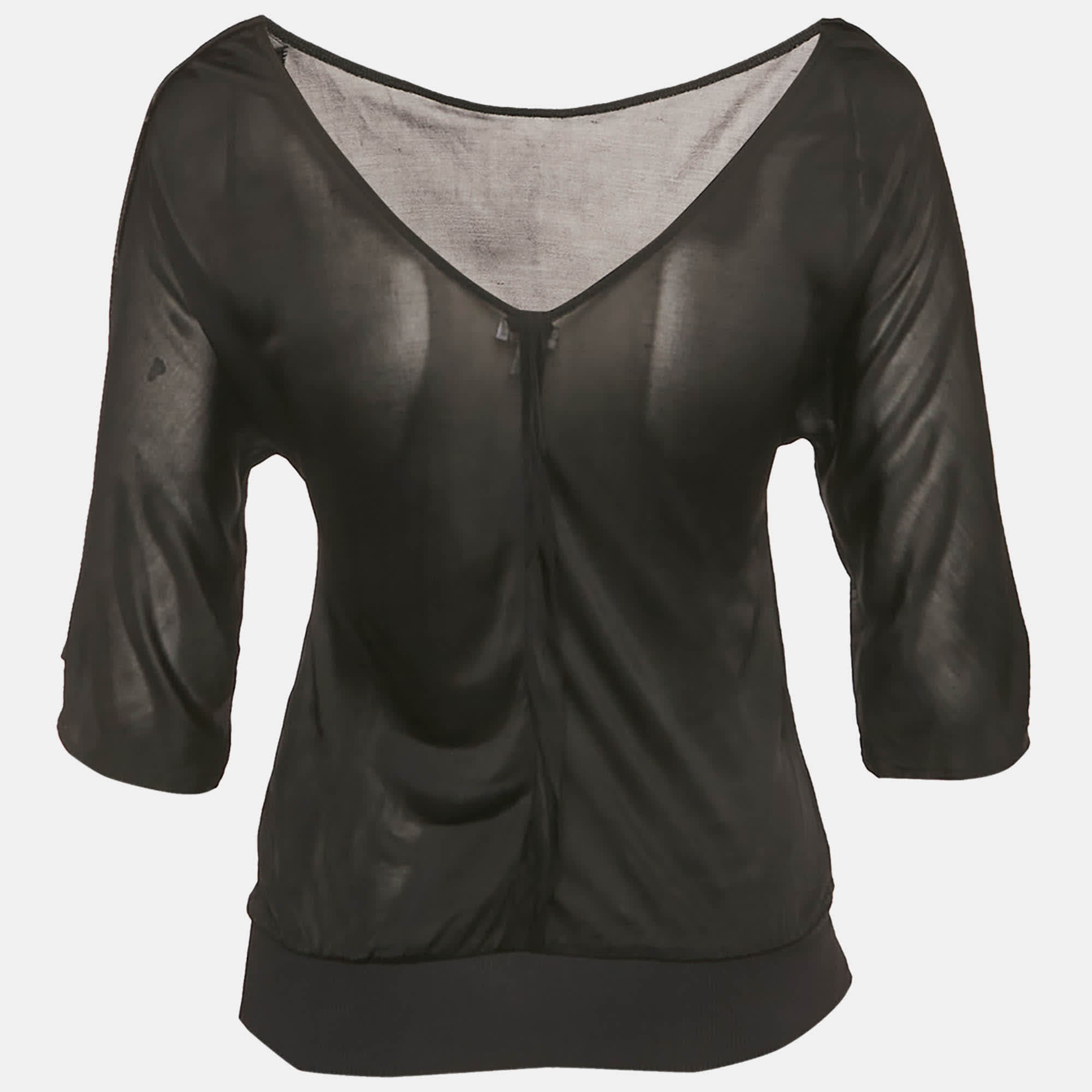 Versace Jeans Couture Black Jersey V - Neck Top