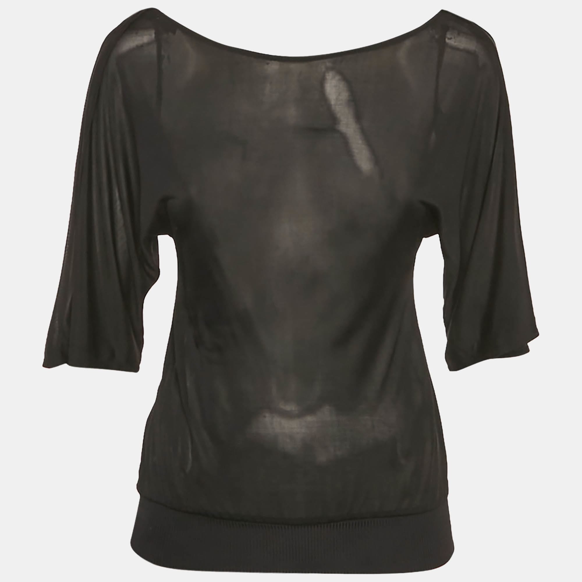Versace Jeans Couture Black Jersey V - Neck Top
