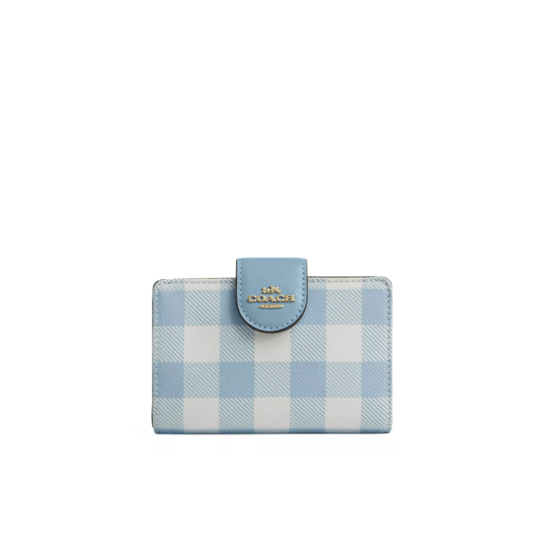 Coach Medium Corner Zip Wallet With Gingham Print