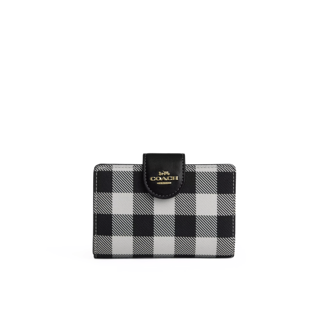 Coach Medium Corner Zip Wallet With Gingham Print