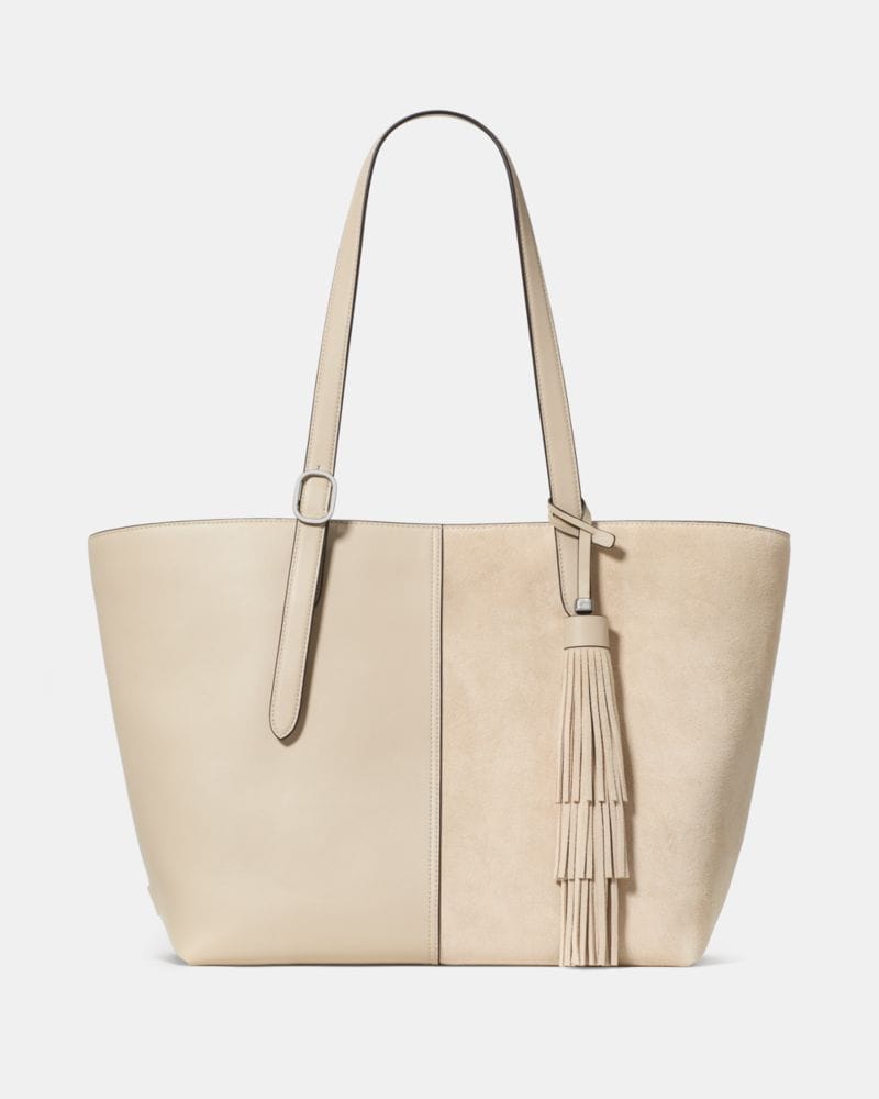Kate Spade KateSpade 454 Suede Fringe Tote Bag Light Sand