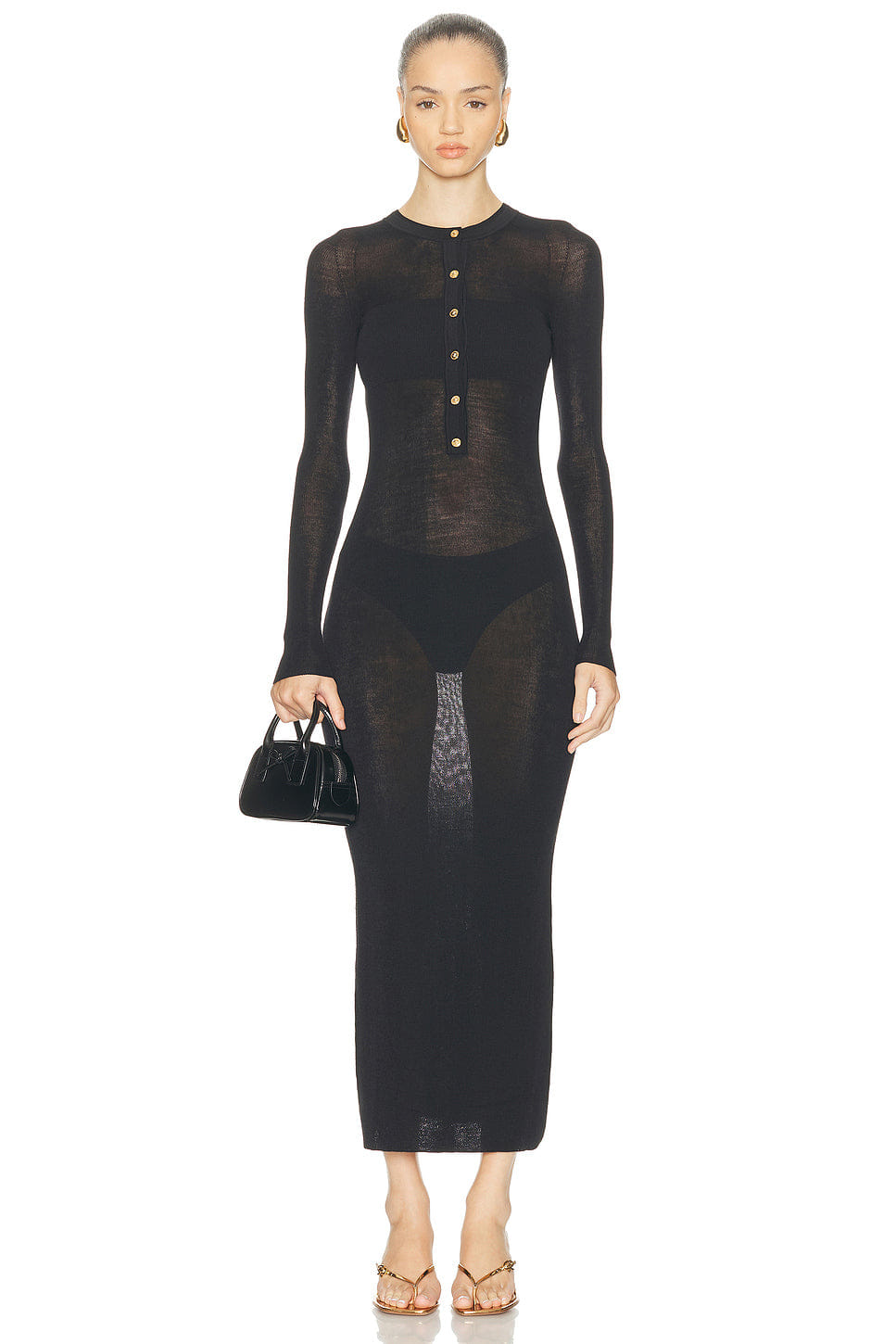 Versace Long Sleeve Sheer Dress